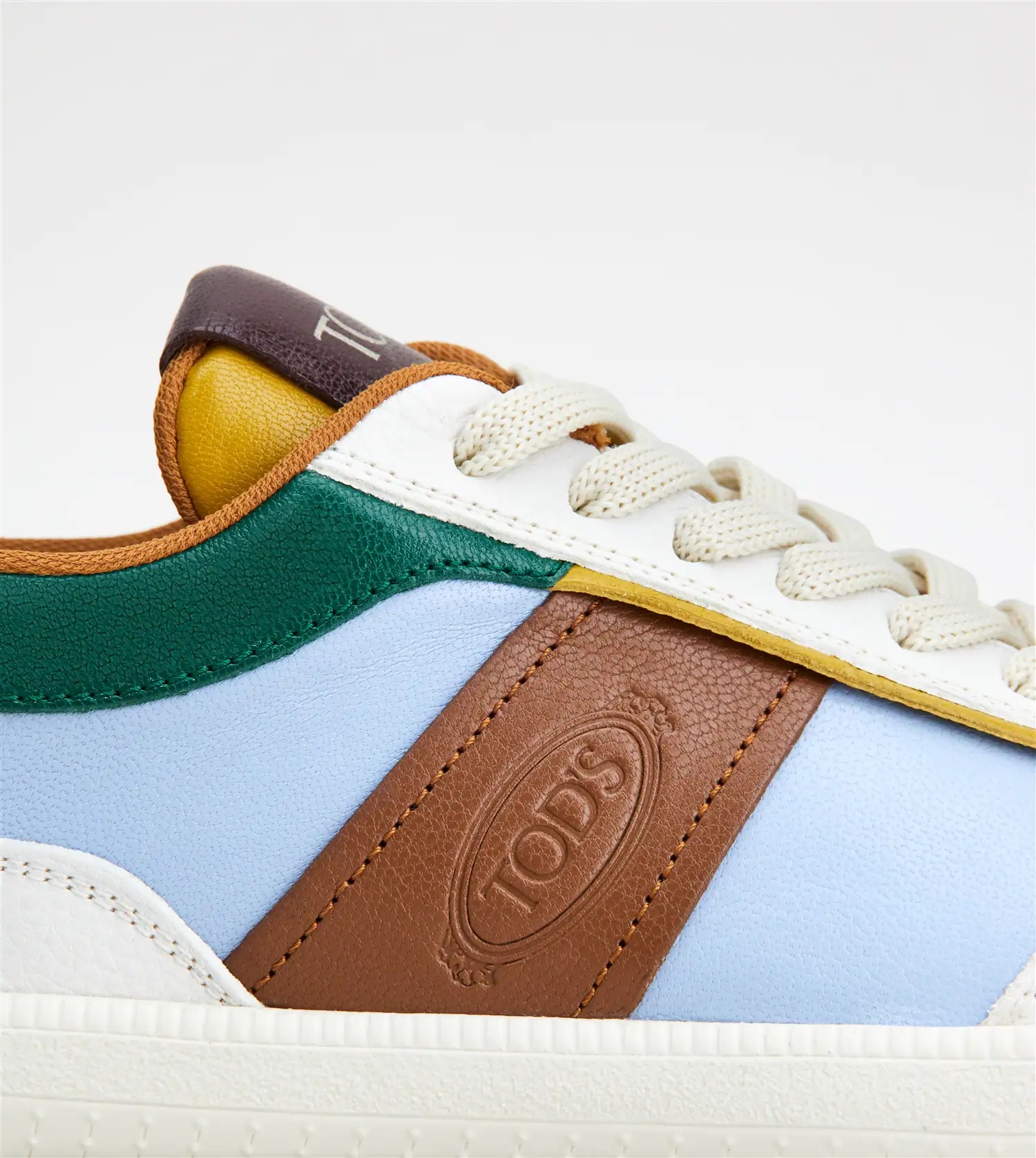 TOD'S TABS SNEAKERS IN LEATHER - LIGHT BLUE, BROWN, GREEN - 5