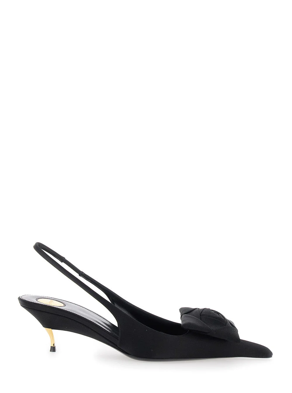 Saint Laurent Women 'Dakota' Black Slingback Pumps With Square Toe With Embossed Floral Detail In Vi - 1