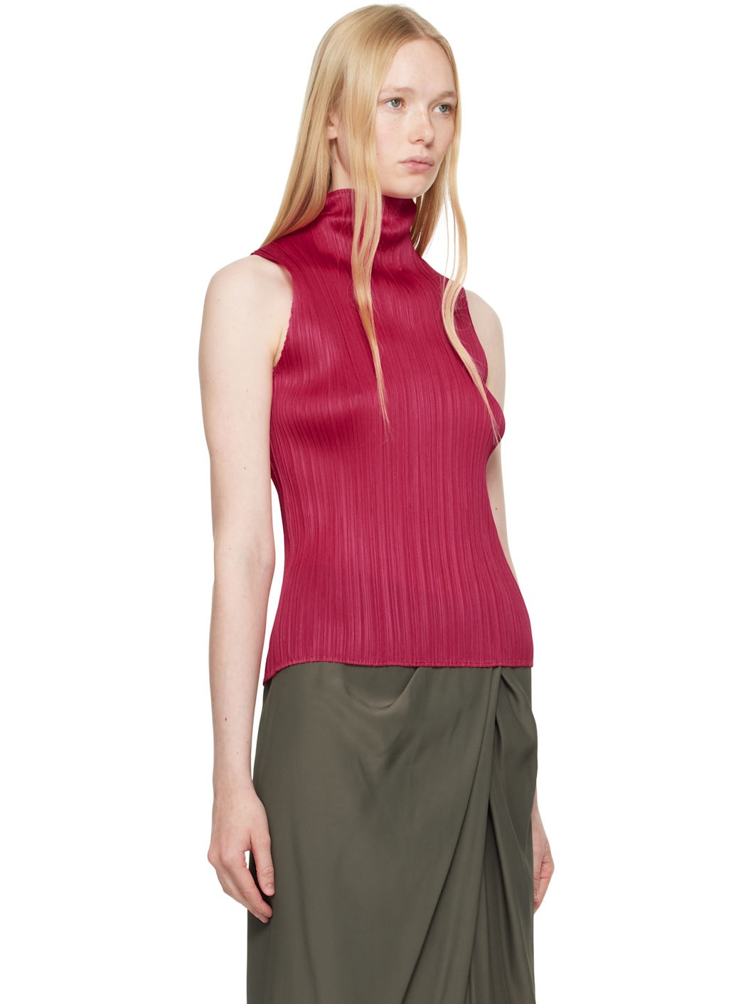 Pink Ramie Pleats Top - 2