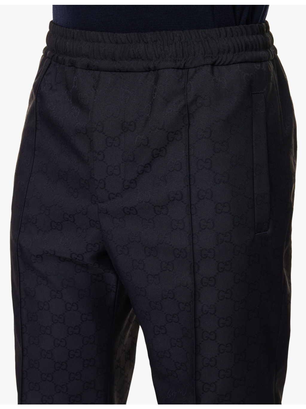 Monogram-pattern straight-leg mid-rise woven trousers - 6