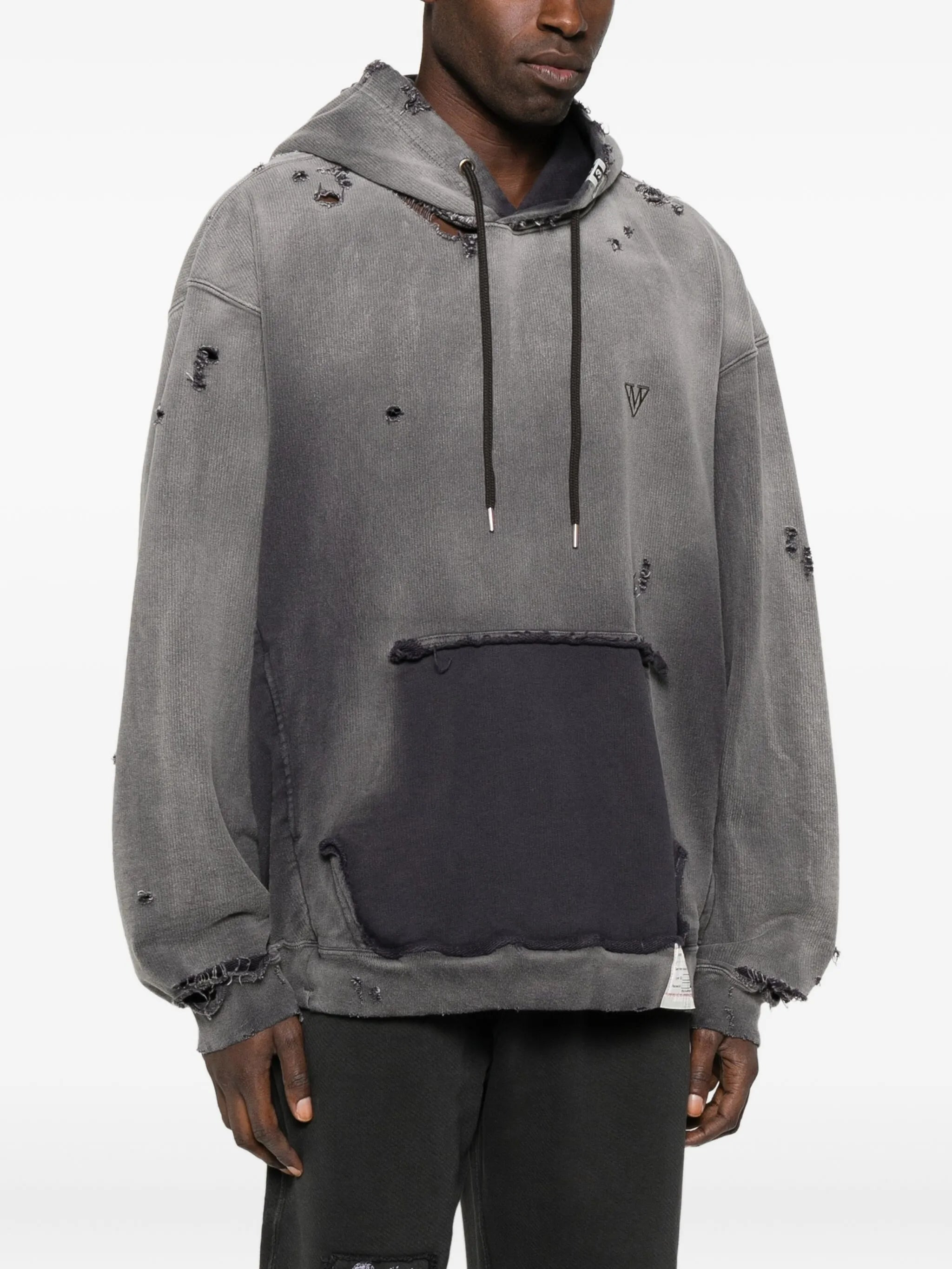 distressed cotton hoodie - 3