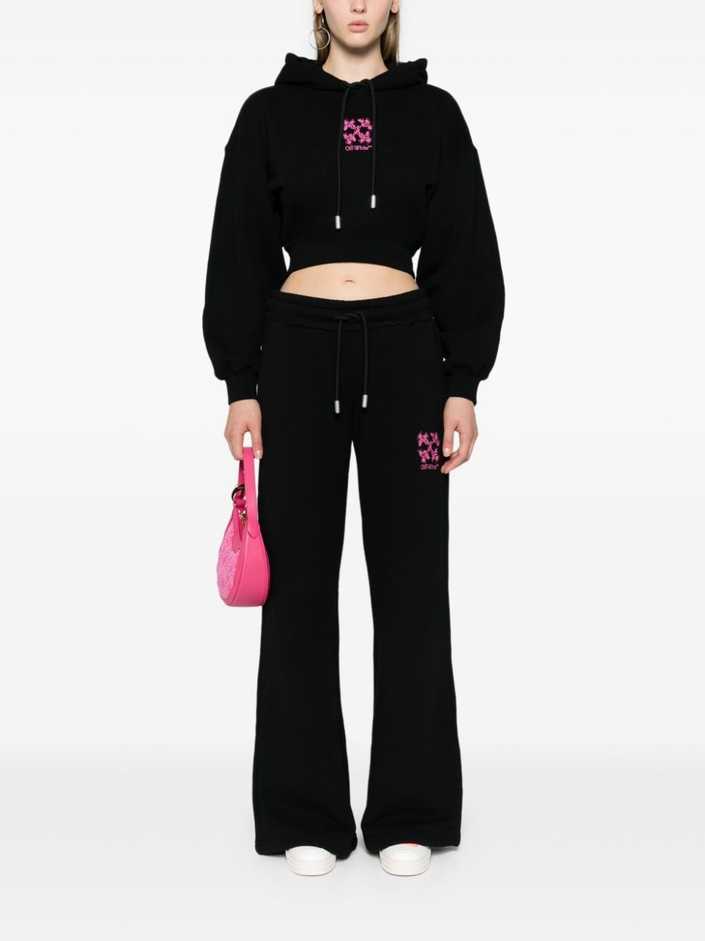 Arrows-embroidered cropped hoodie - 2