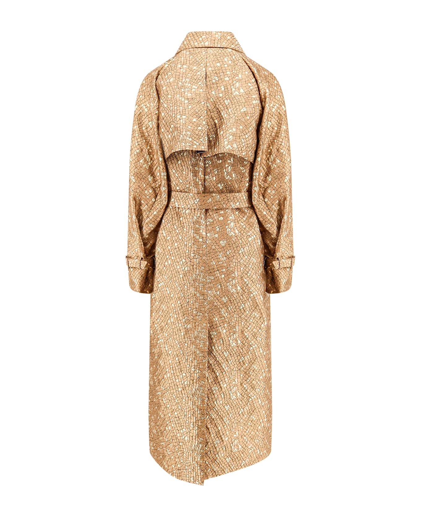Salsa Oversize Jacquard Fabric Trench With Mosaic Effect - 2