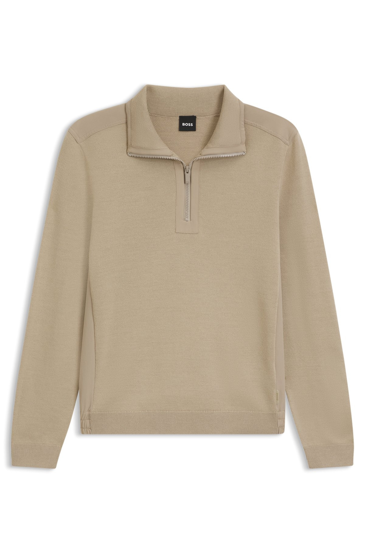 ZIP-NECK SWEATER WITH SOFTSHELL TRIMS - 1