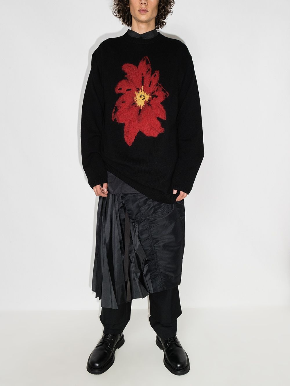 flower-intarsia crew-neck jumper - 5