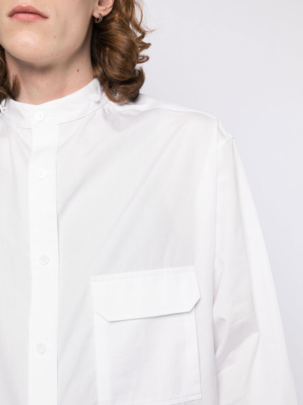 asymmetric-collar cotton shirt - 6