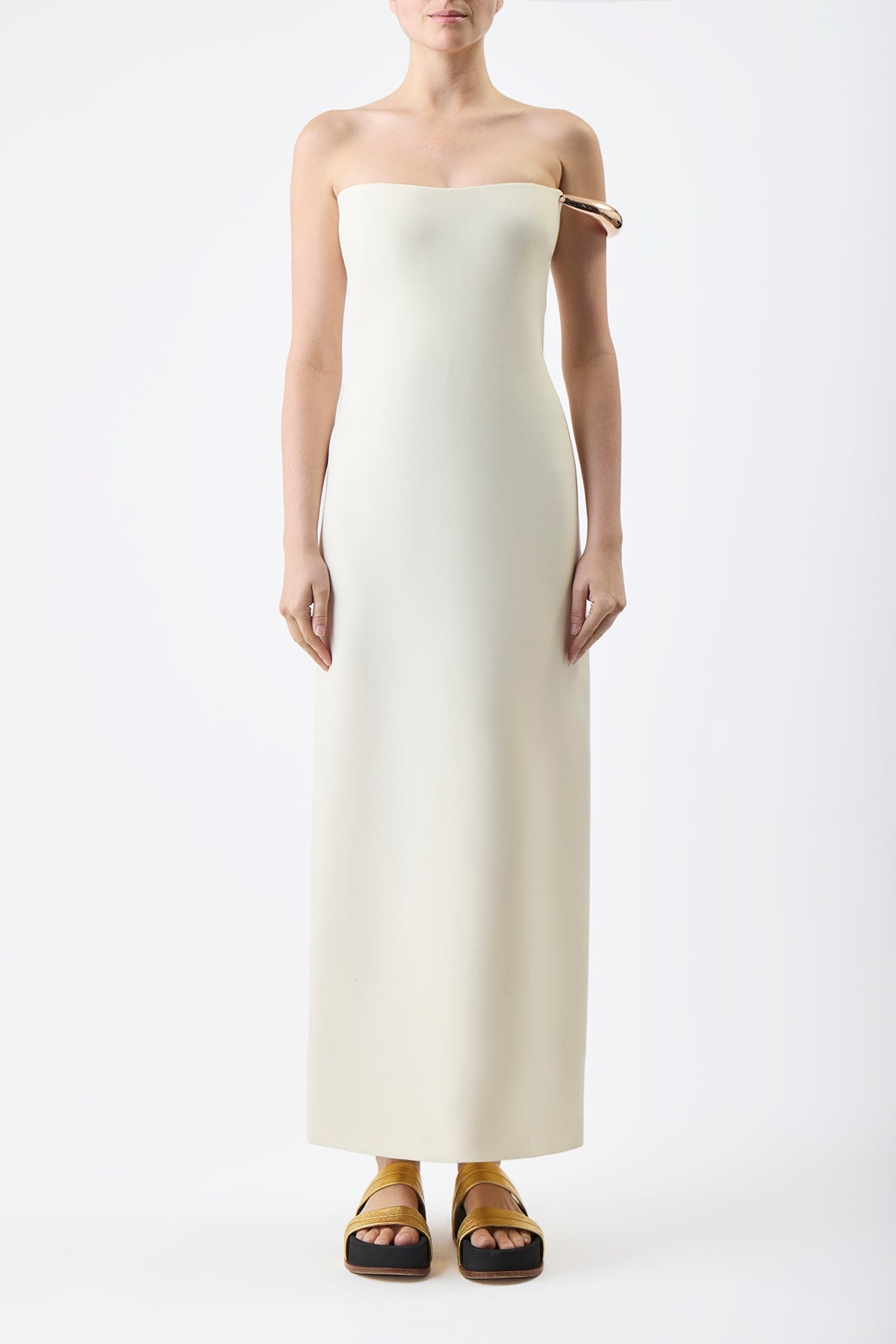 Anica Dress in Ivory Silk Wool Cady - 2