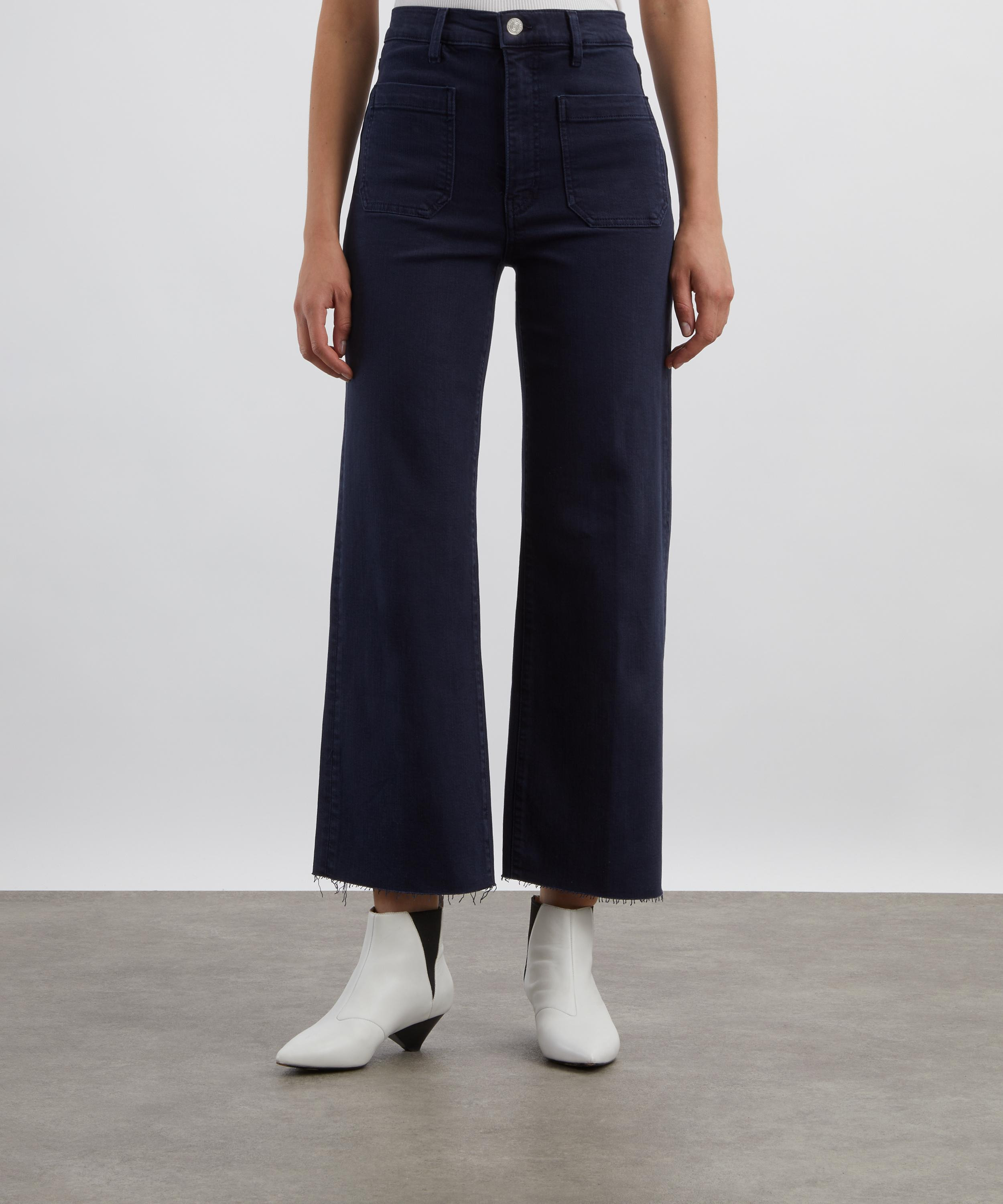 The Anchor High-Rise Wide Jeans in Navy Raw Fray - 3