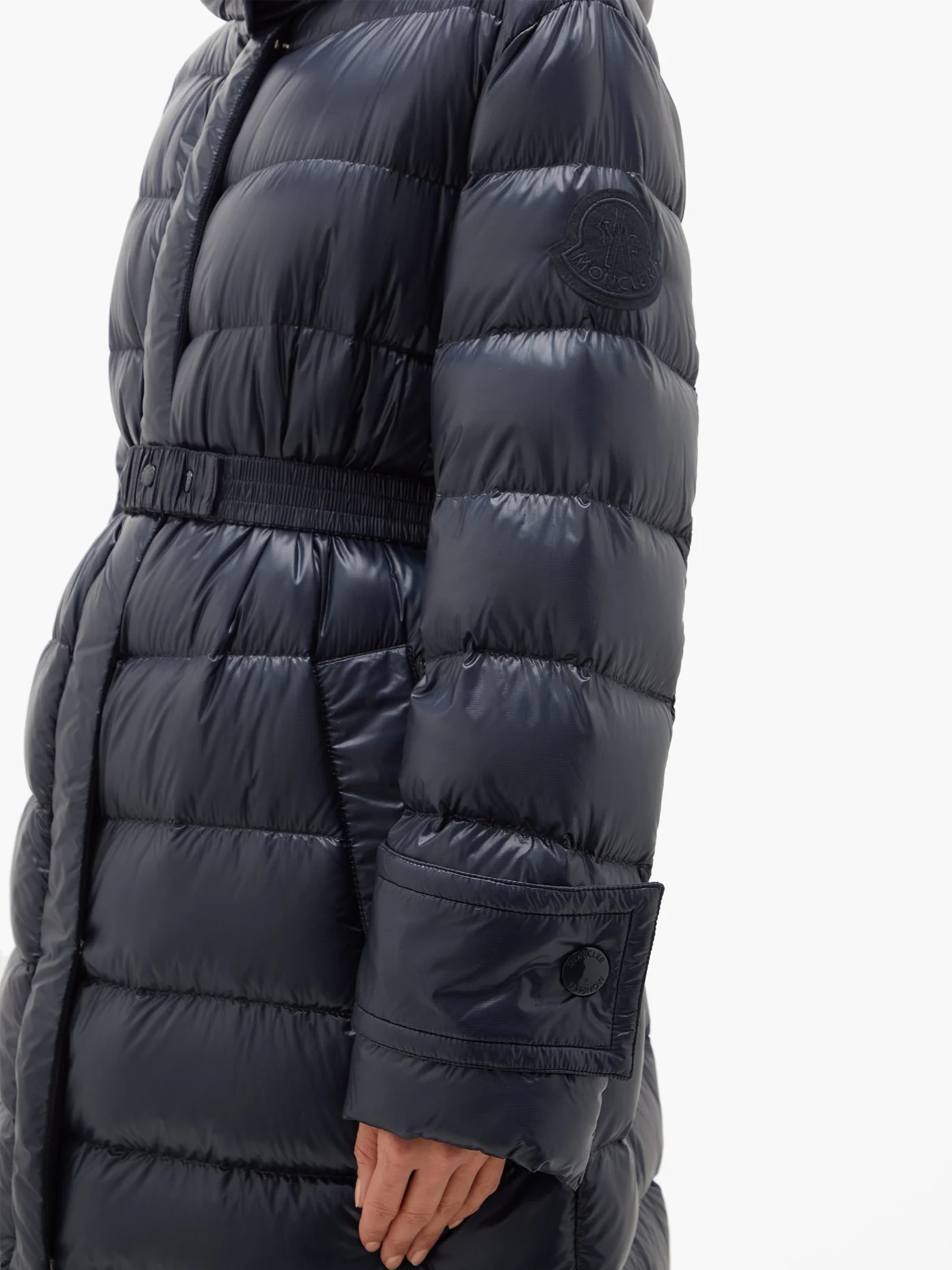 Cobalt hooded quilted-down coat - 3