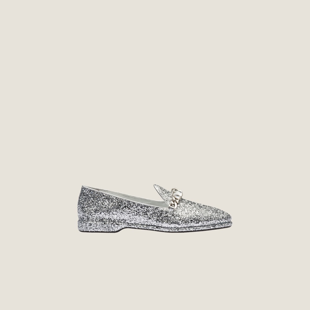 Glitter fabric loafers - 2