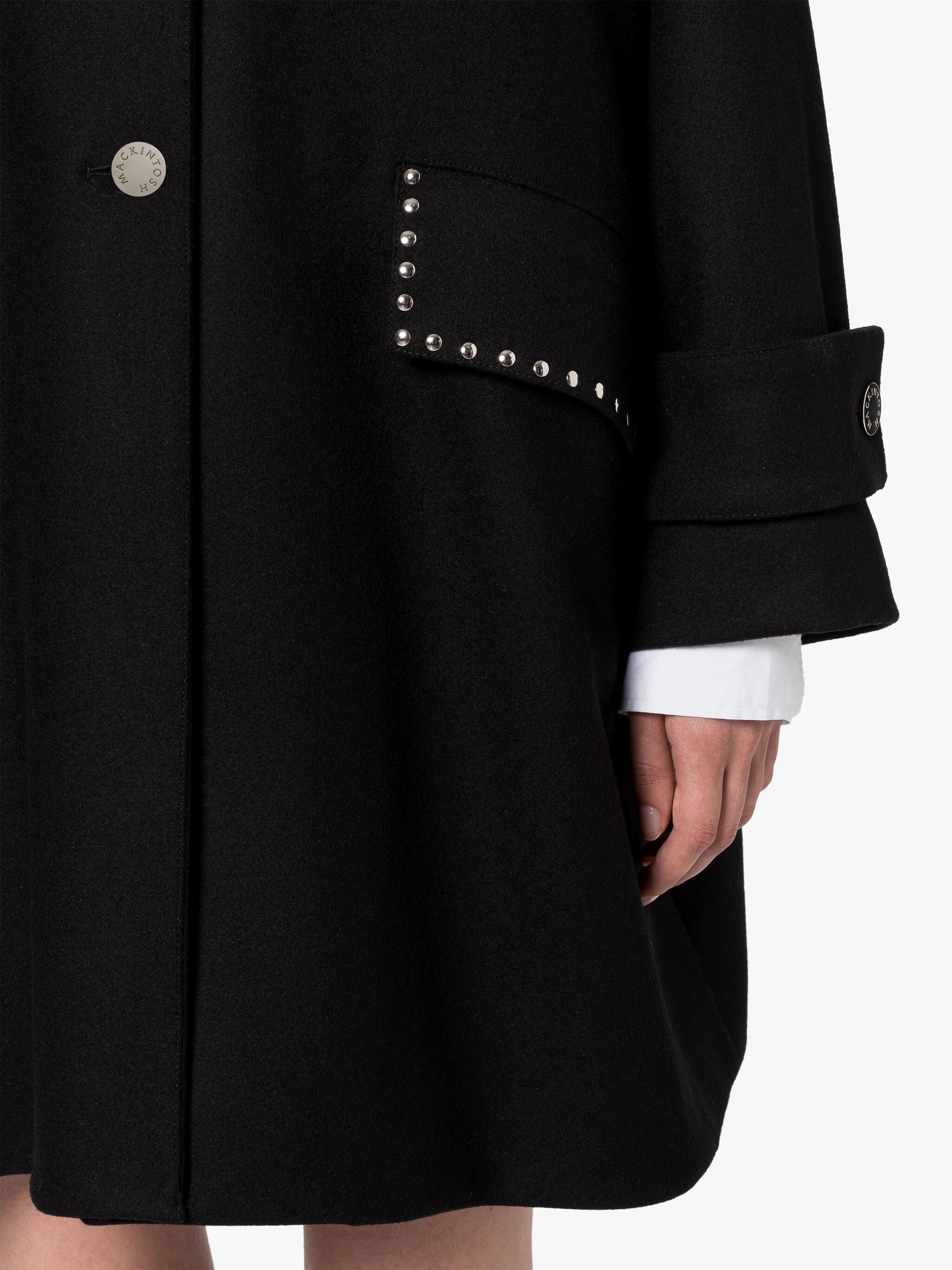 HUMBIE BLACK WOOL OVERCOAT - 6