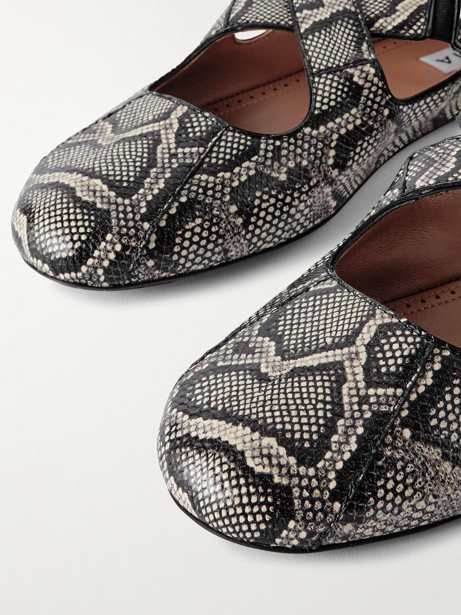 Criss Cross leather-trimmed snakeskin ballet flats Snake print - 4