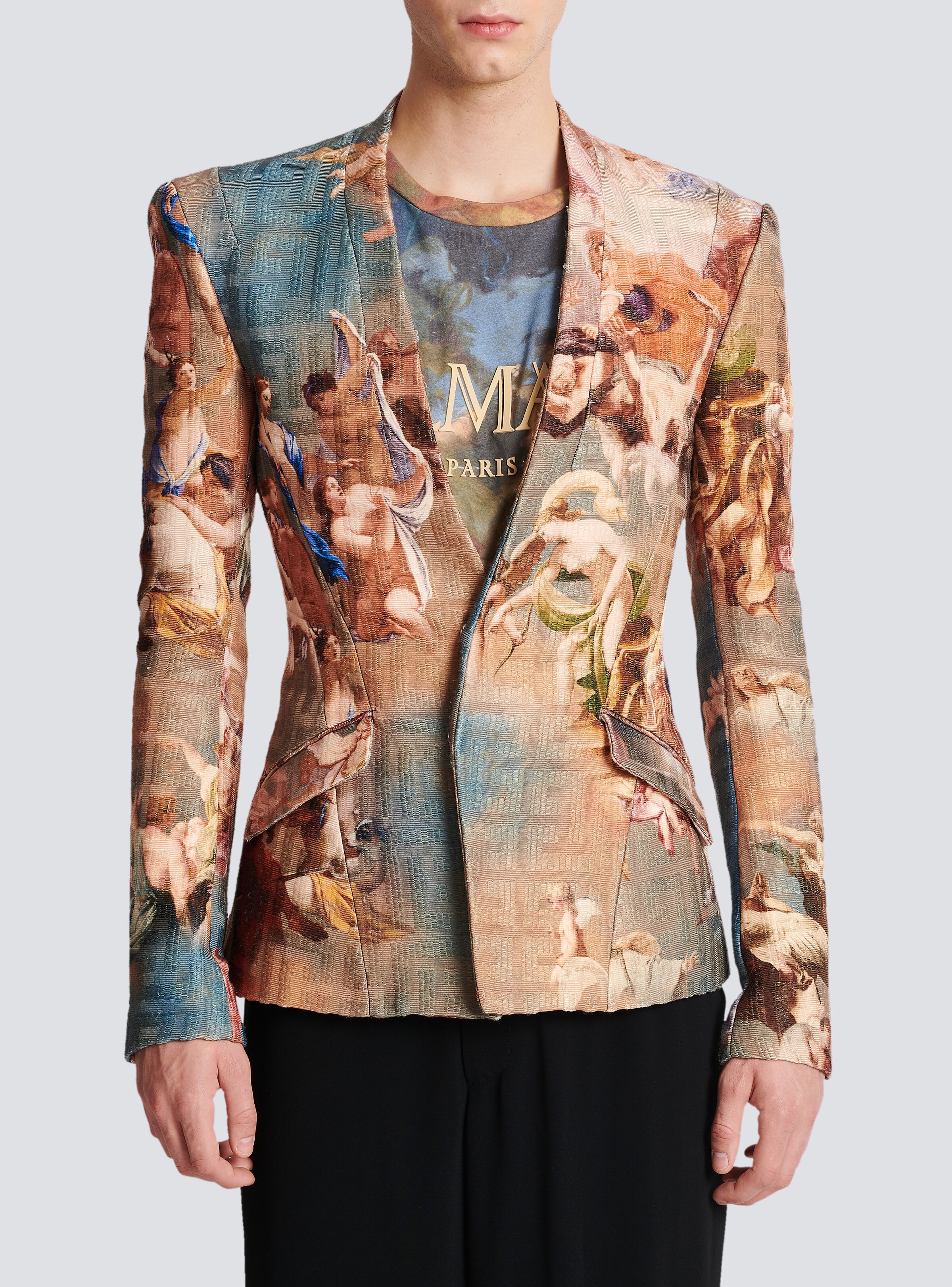 Sky print collarless jacket - 5