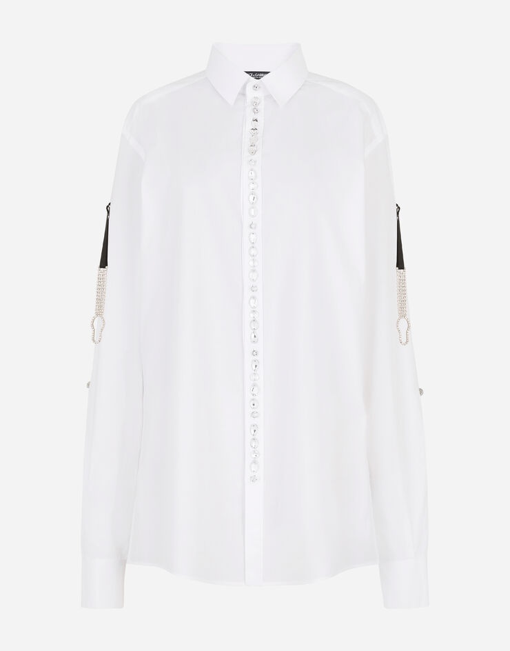 Poplin shirt with bejeweled buttons - 3