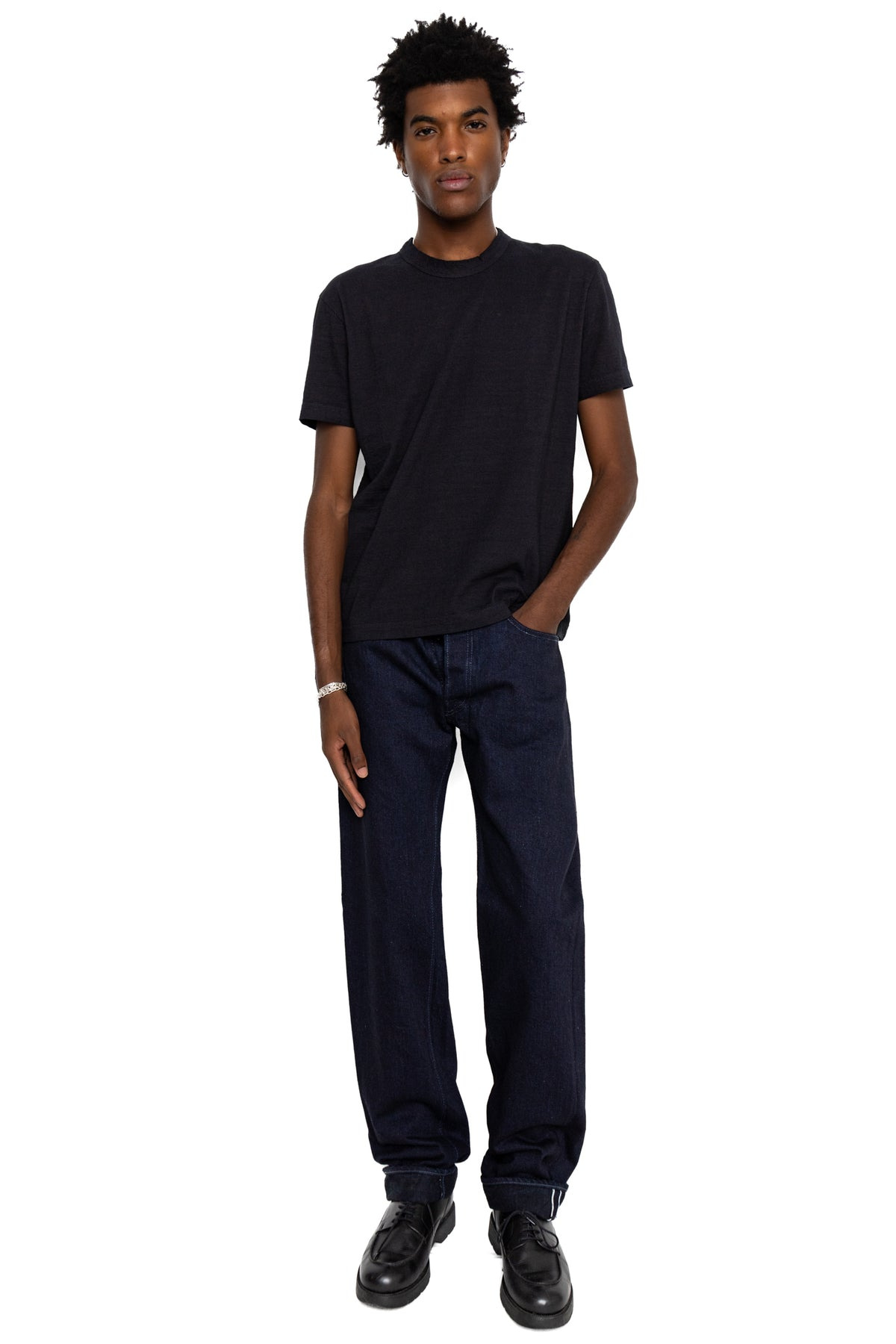 Indigo Jersey Crew Neck T-shirt - Indigo x Black - 2