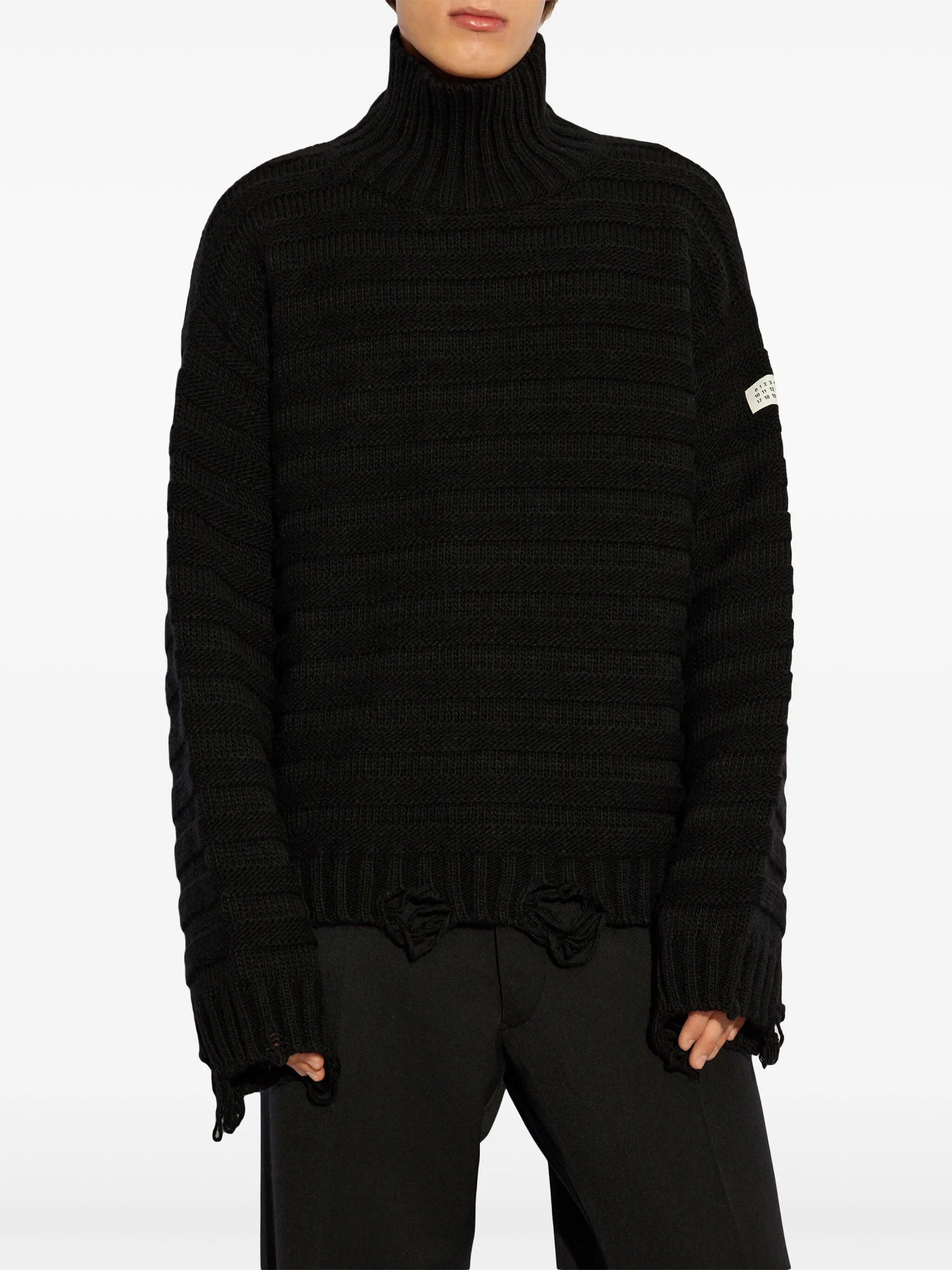 Mm6 Maison Margiela Distressed High-neck Jumper - 4