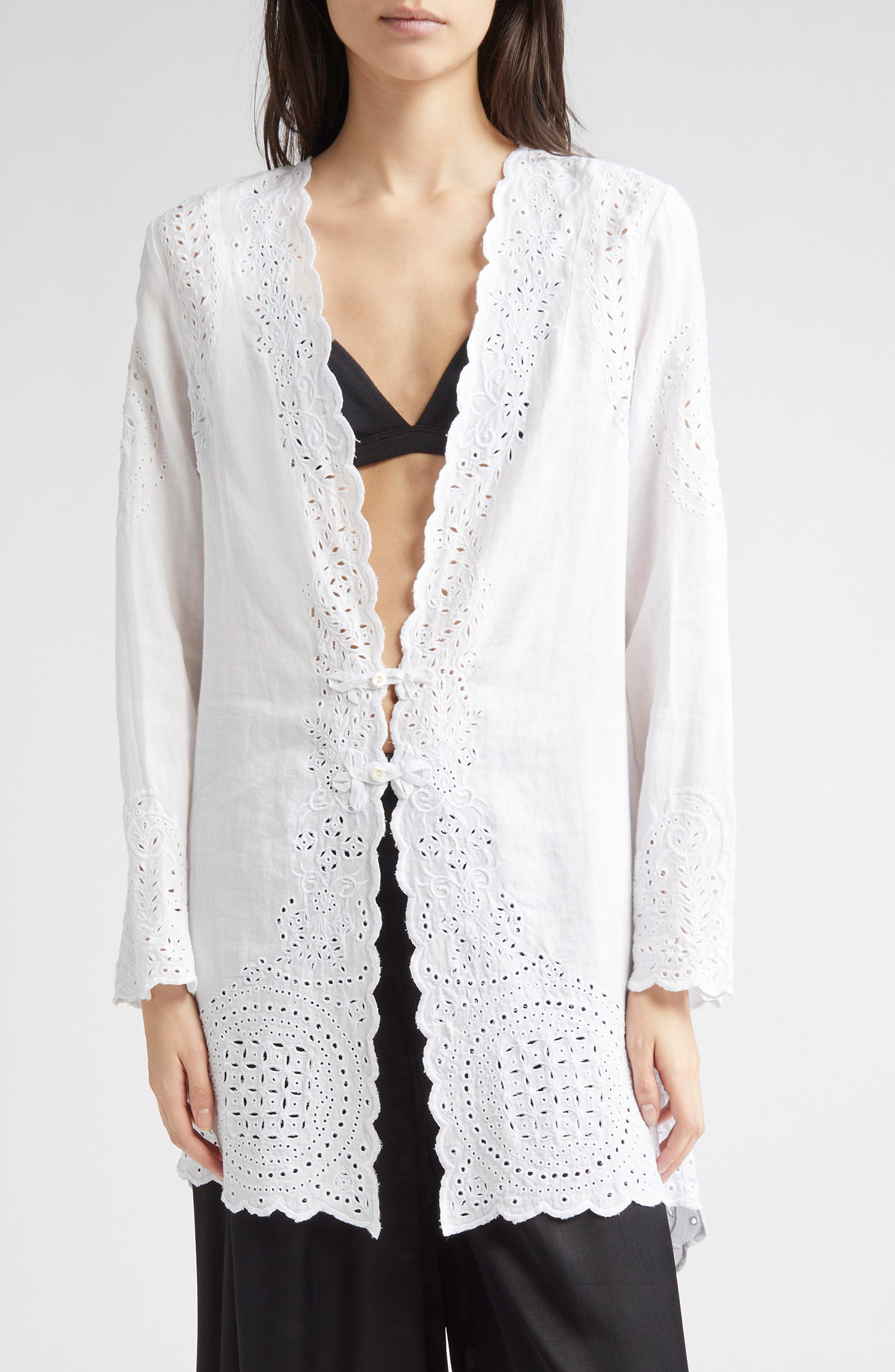 Bode Belvoir Broderie Anglaise in White at Nordstrom - 1