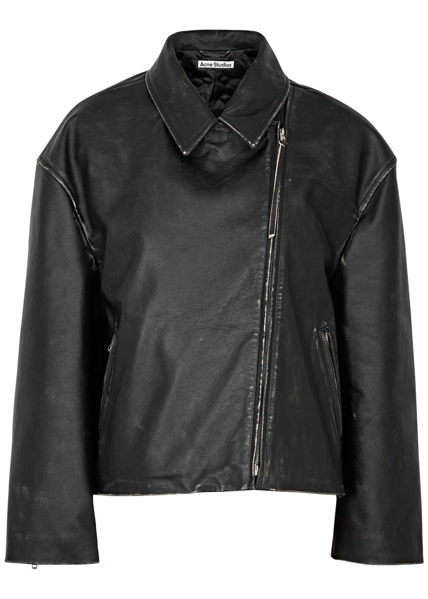 Distressed leather jacket - 1