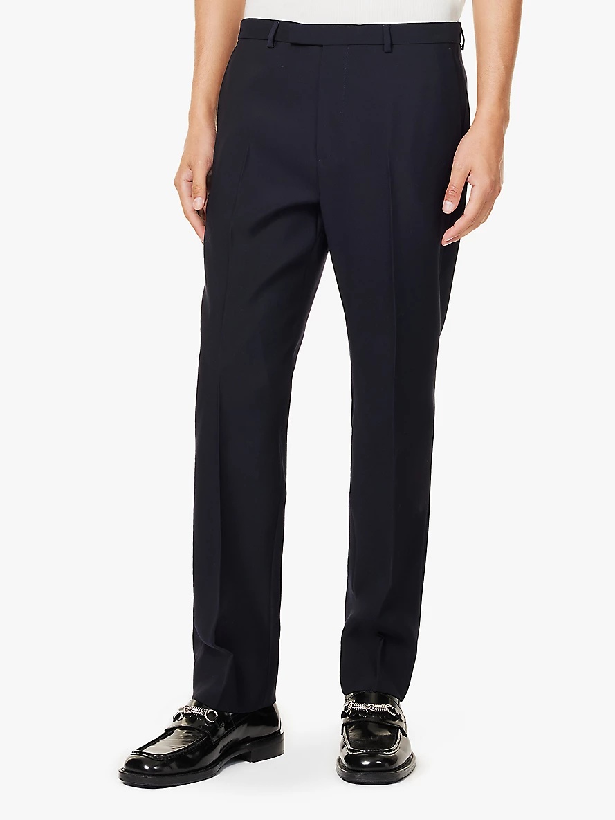 Regular-fit straight-leg wool trousers - 3