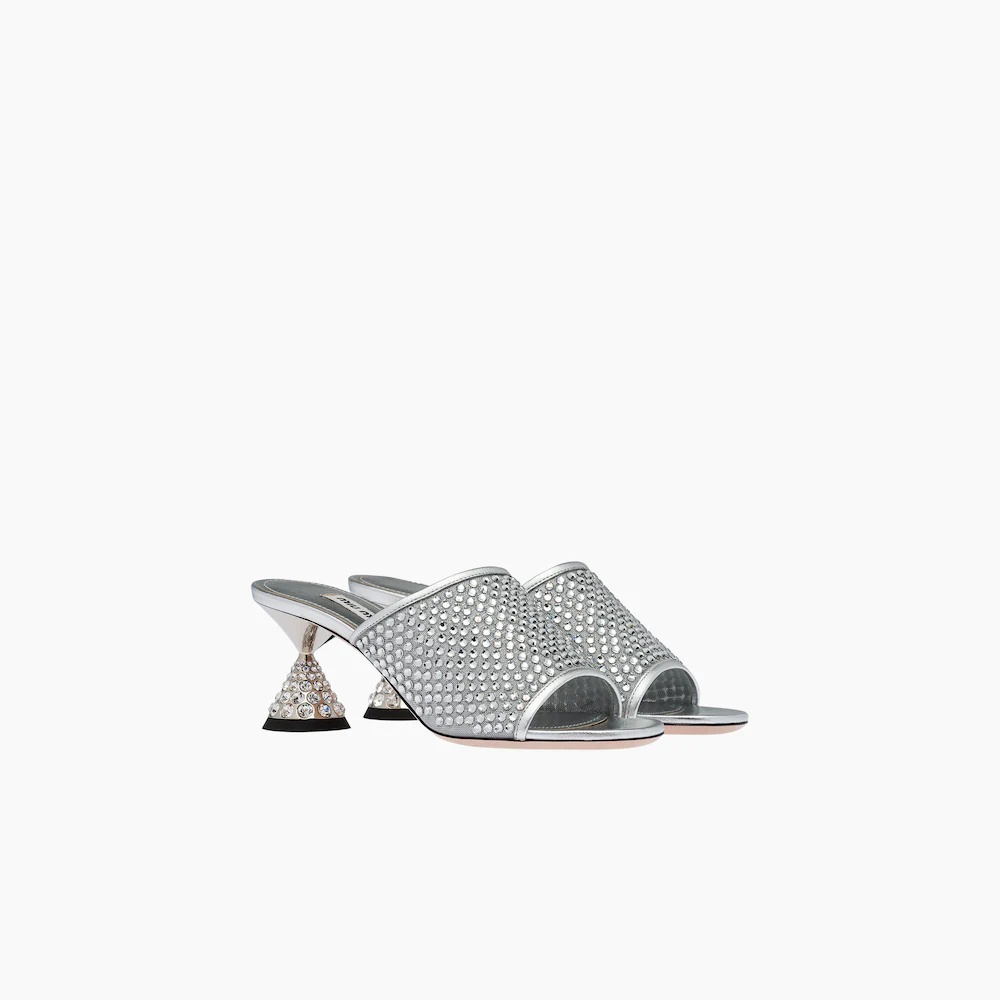 Mesh sandals with crystals - 1