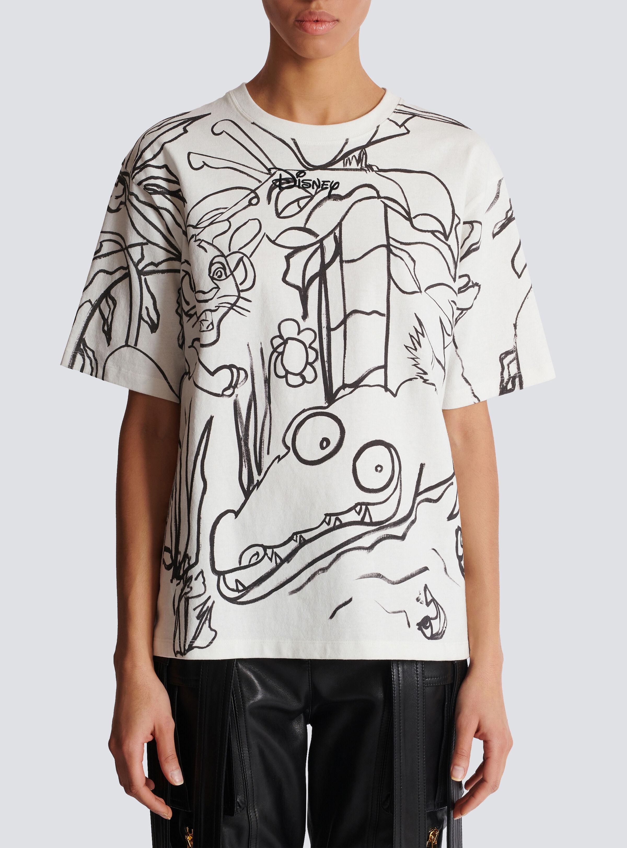 Disney x Balmain: The Lion King - Relaxed T-shirt with Enfant Précoce print - 5