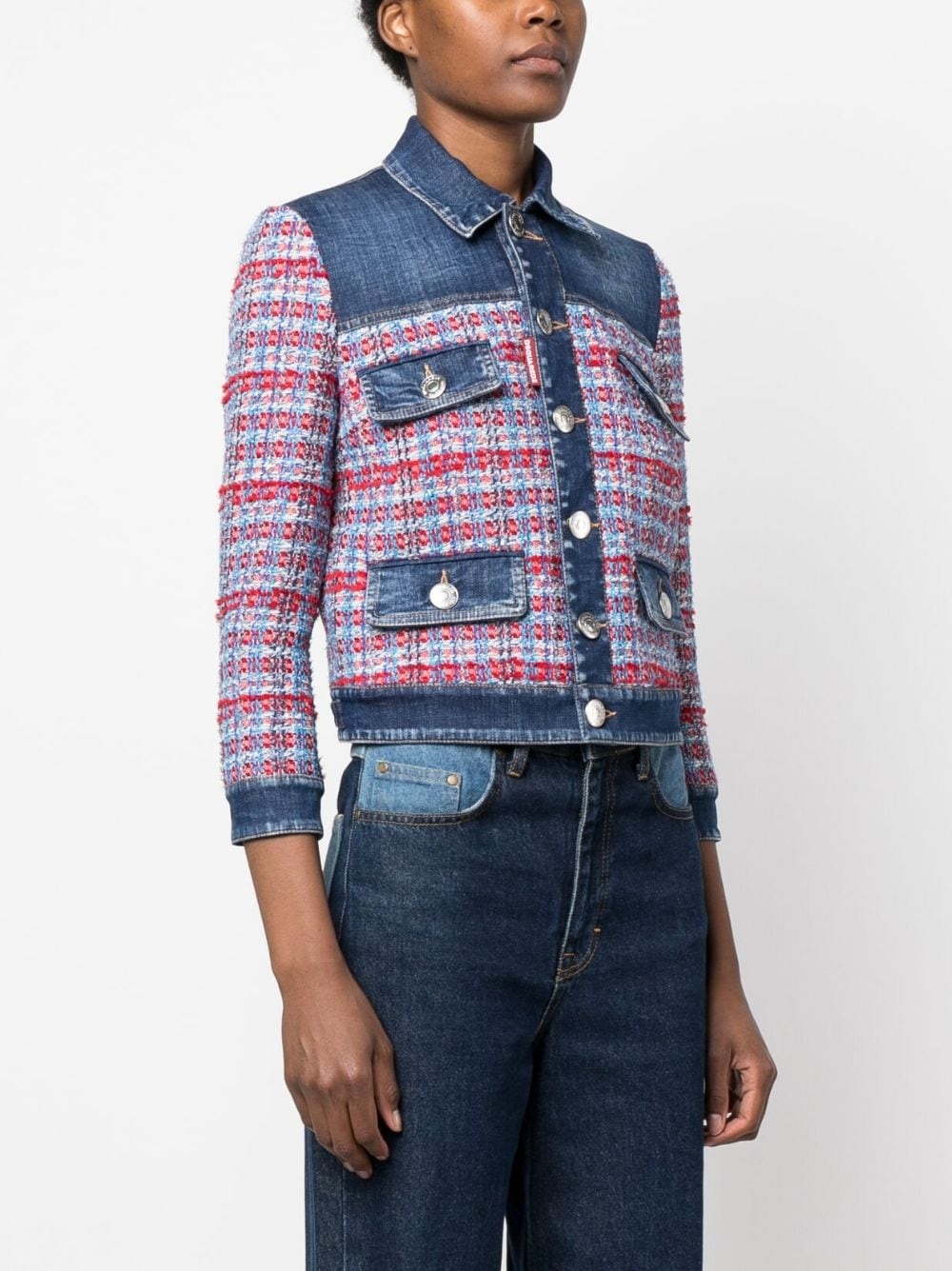 panelled denim jacket - 3