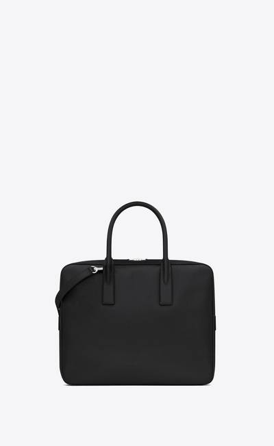 SAINT LAURENT museum small flat briefcase in black textured leather outlook