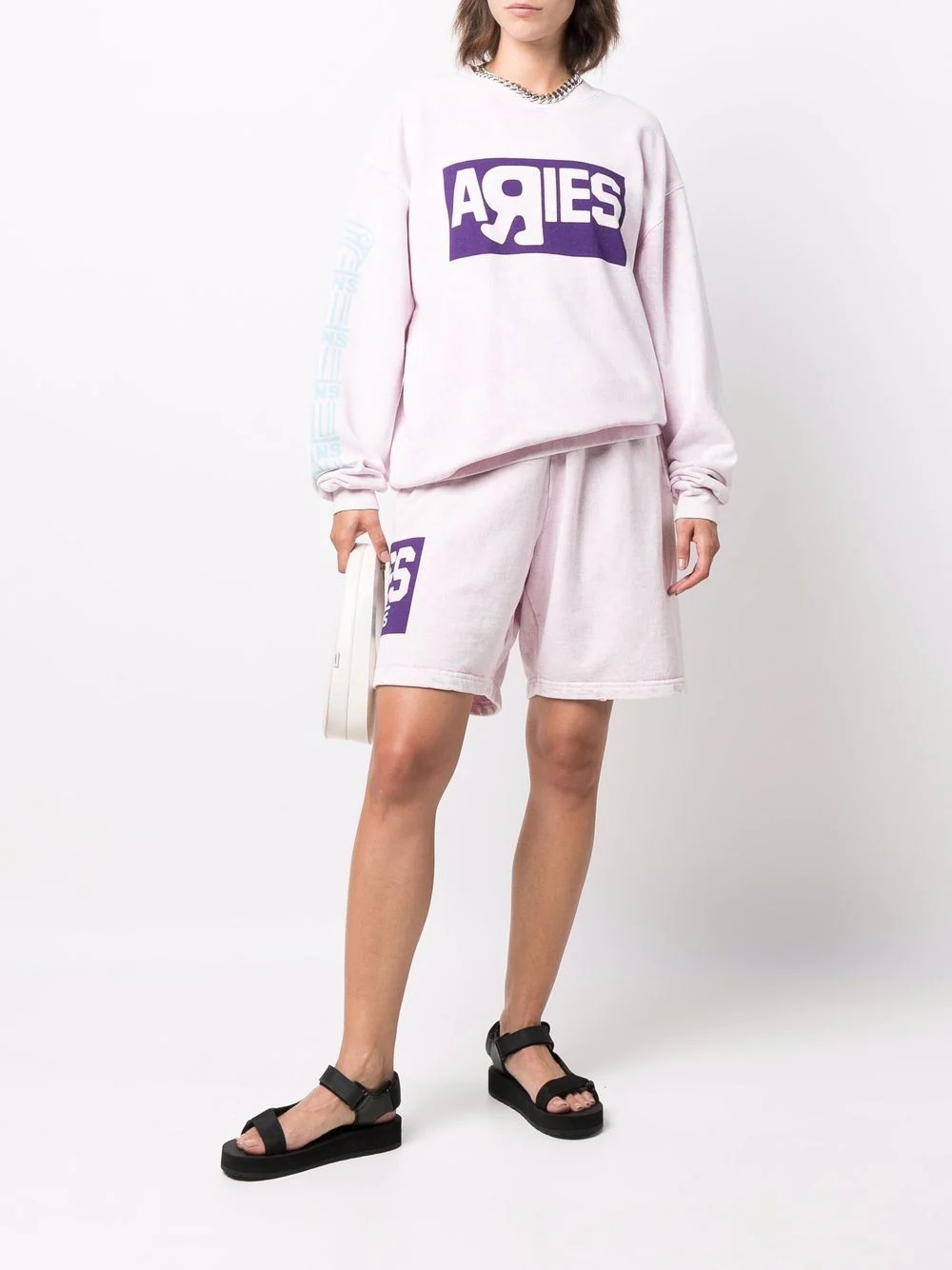 logo print track shorts - 3