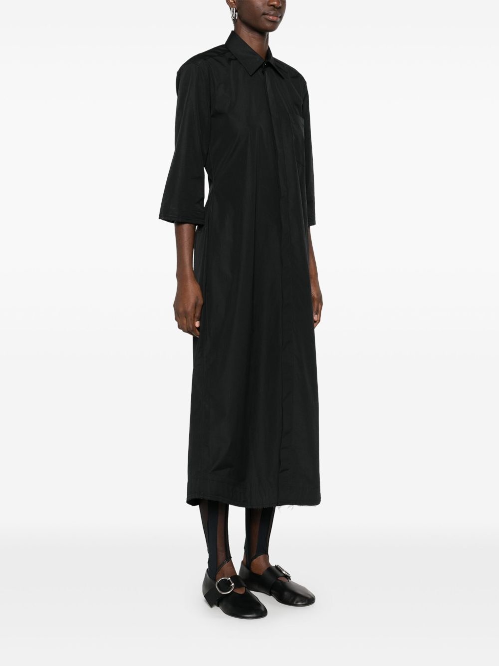 three-quarter-sleeves shirt midi dress - 3