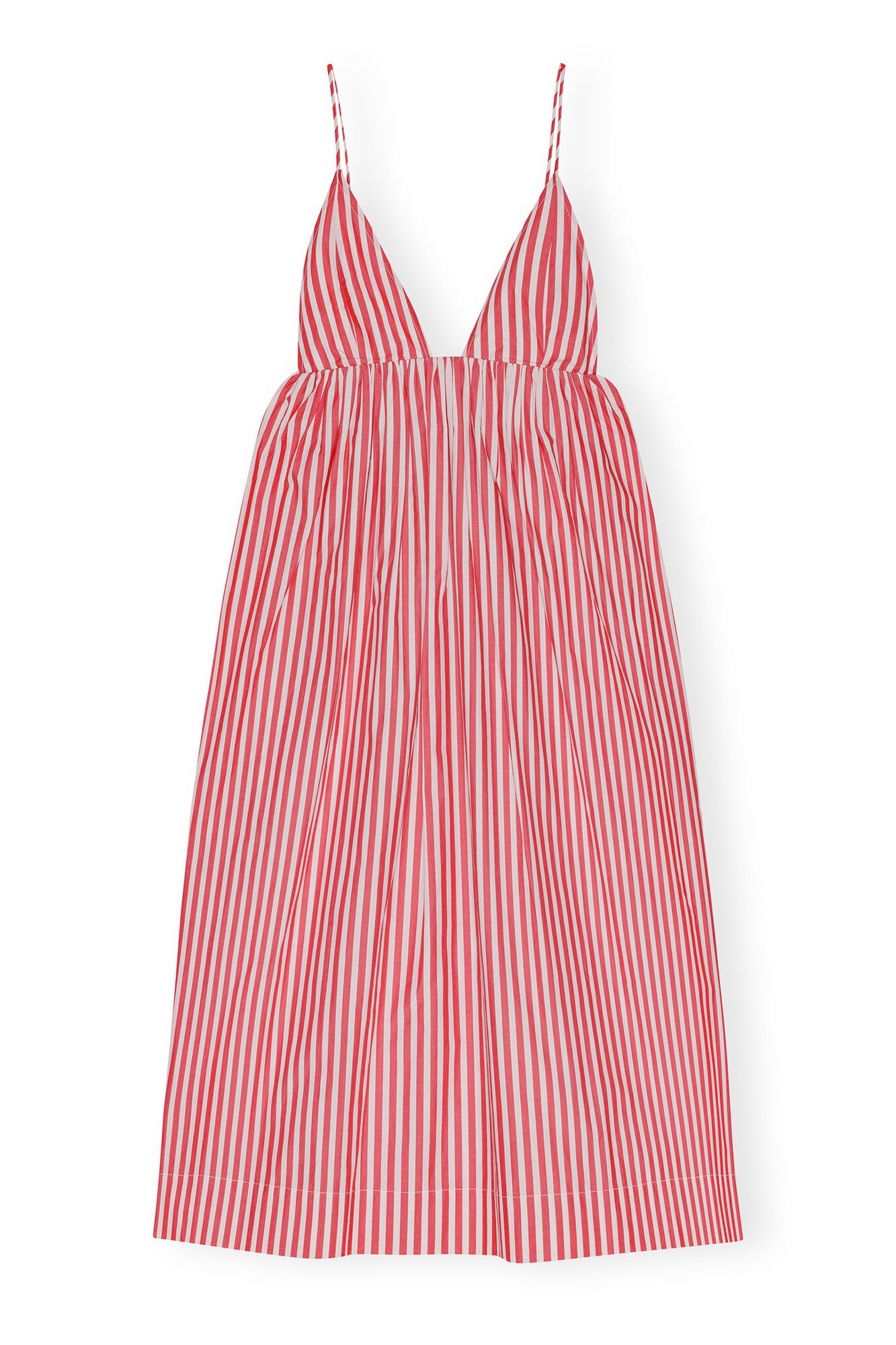 【GANNI】Stripe Cotton Maxi Strap Dress/全国送料無料 Egret Blue Stripe Cotton Midi Strap Smock Dress | GANNI NL