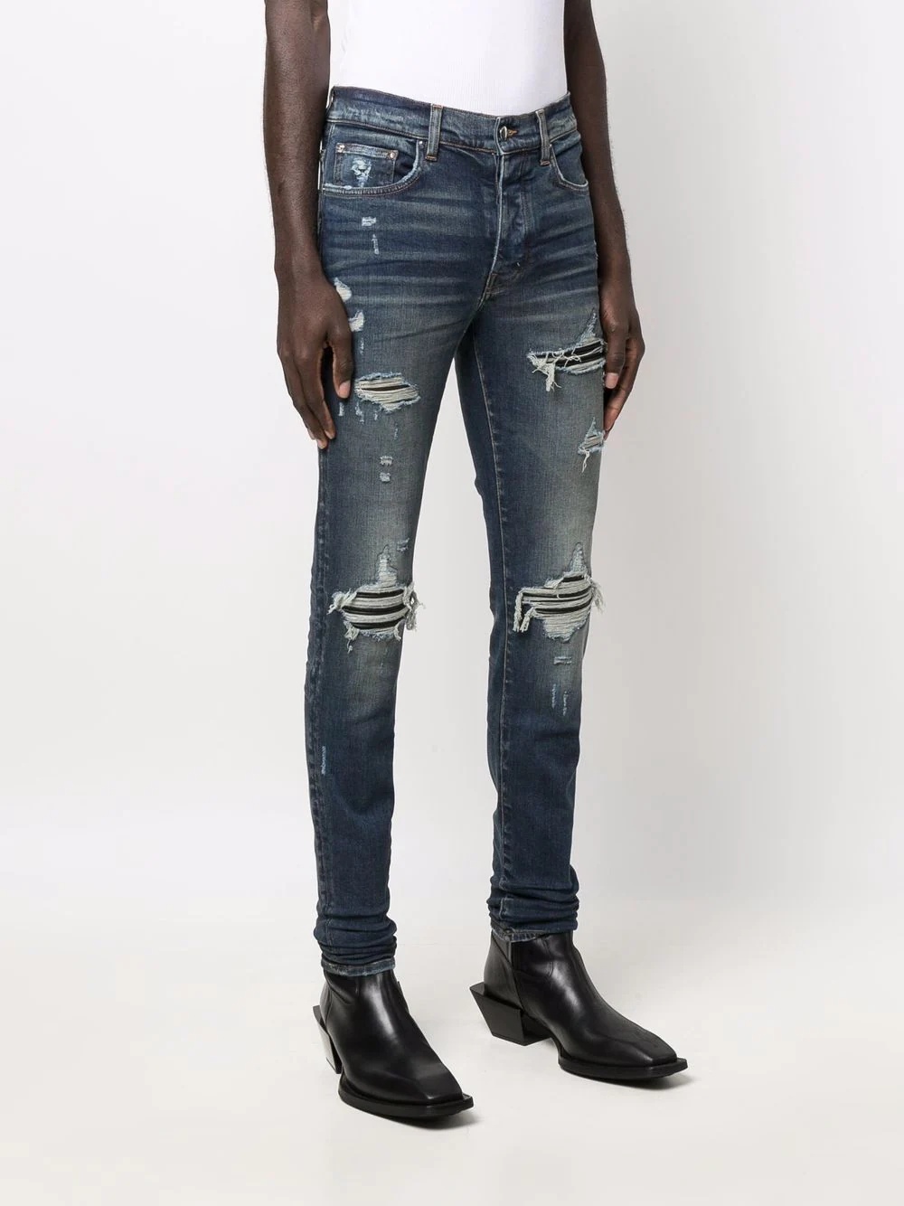 distressed skinny fit jeans - 3