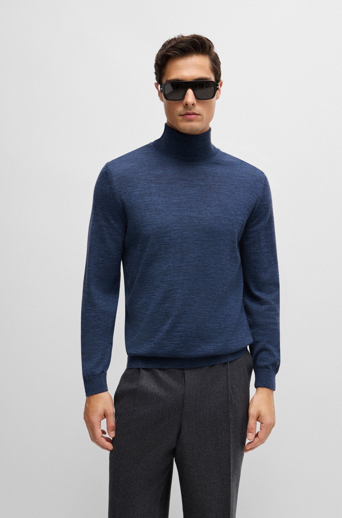 SLIM-FIT ROLL-NECK SWEATER IN MERCERIZED VIRGIN WOOL - 2