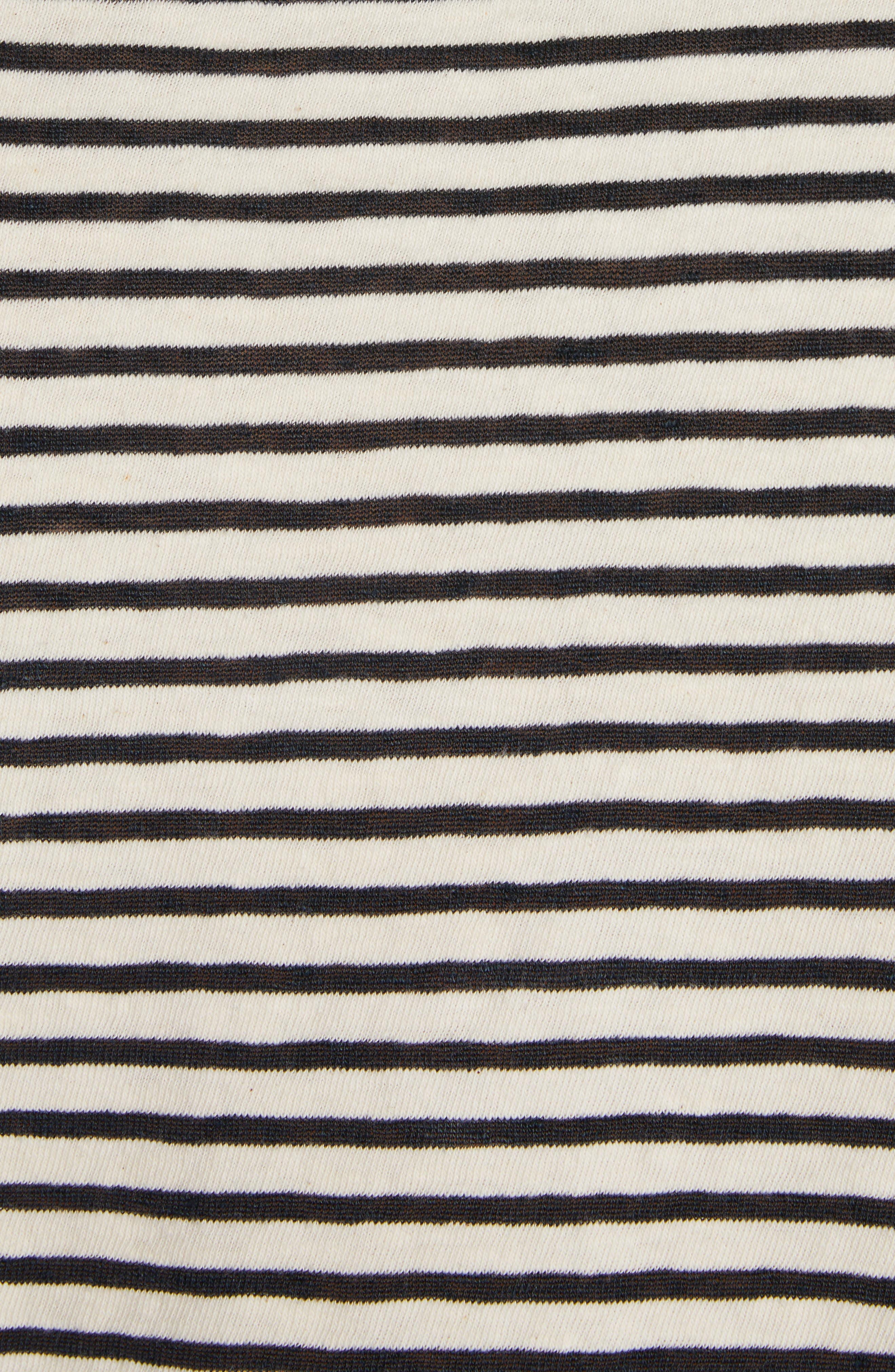 Golden Goose Embroidered Graffiti Stripe Cotton & Linen Long Sleeve T-Shirt in Ecru/Mazarine Blue at - 5