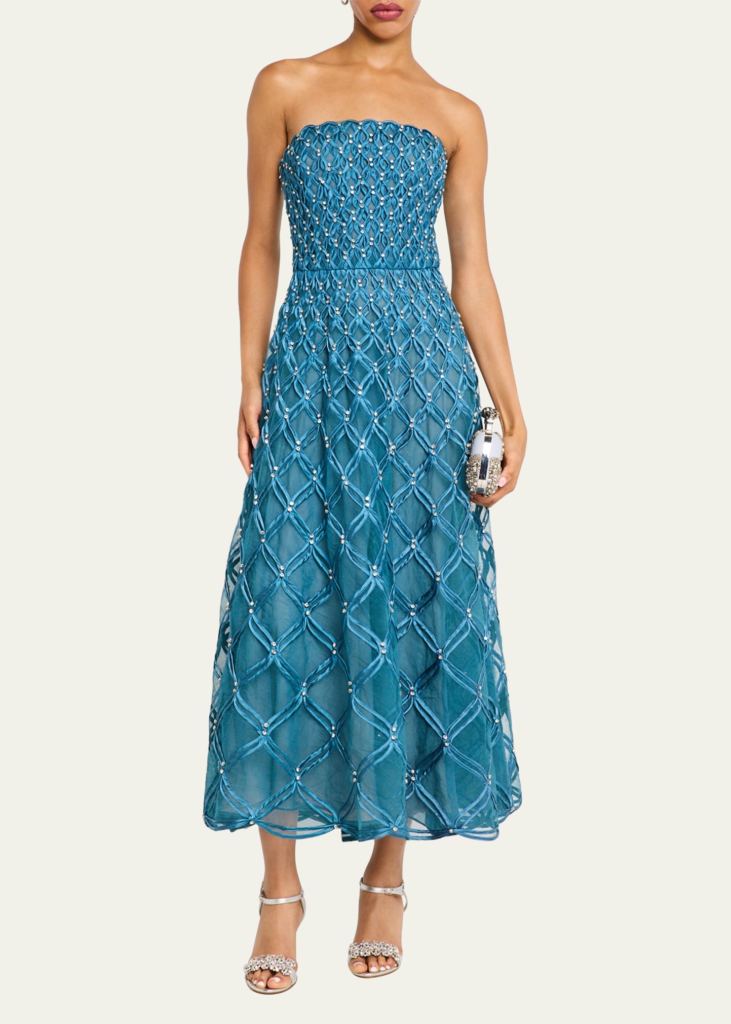 Xolani Strapless Embellished Midi Dress - 2