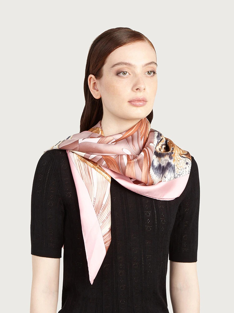 FORESTA PRINT SILK FOULARD - 3