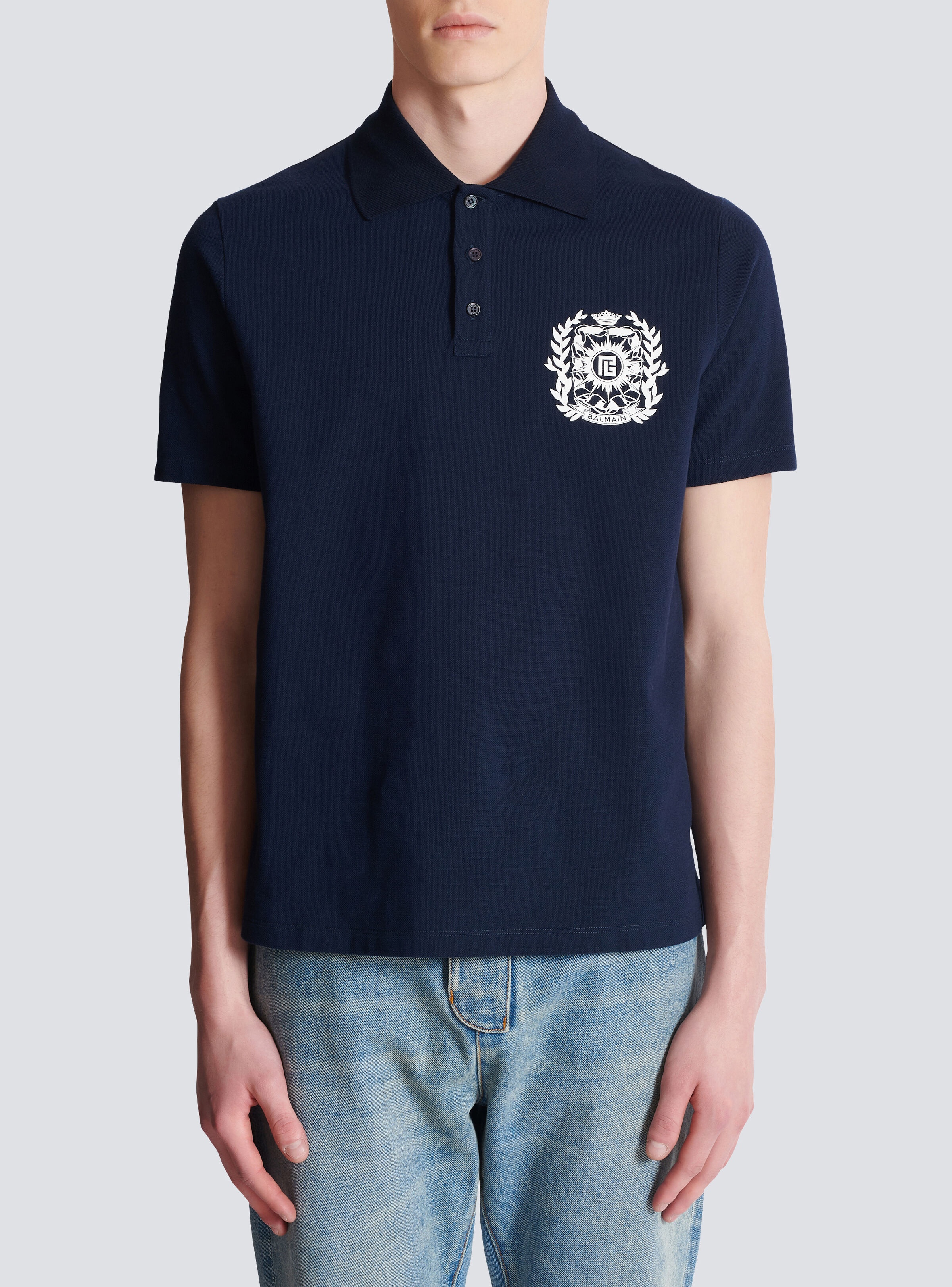 Cotton polo shirt with Écusson print - 5
