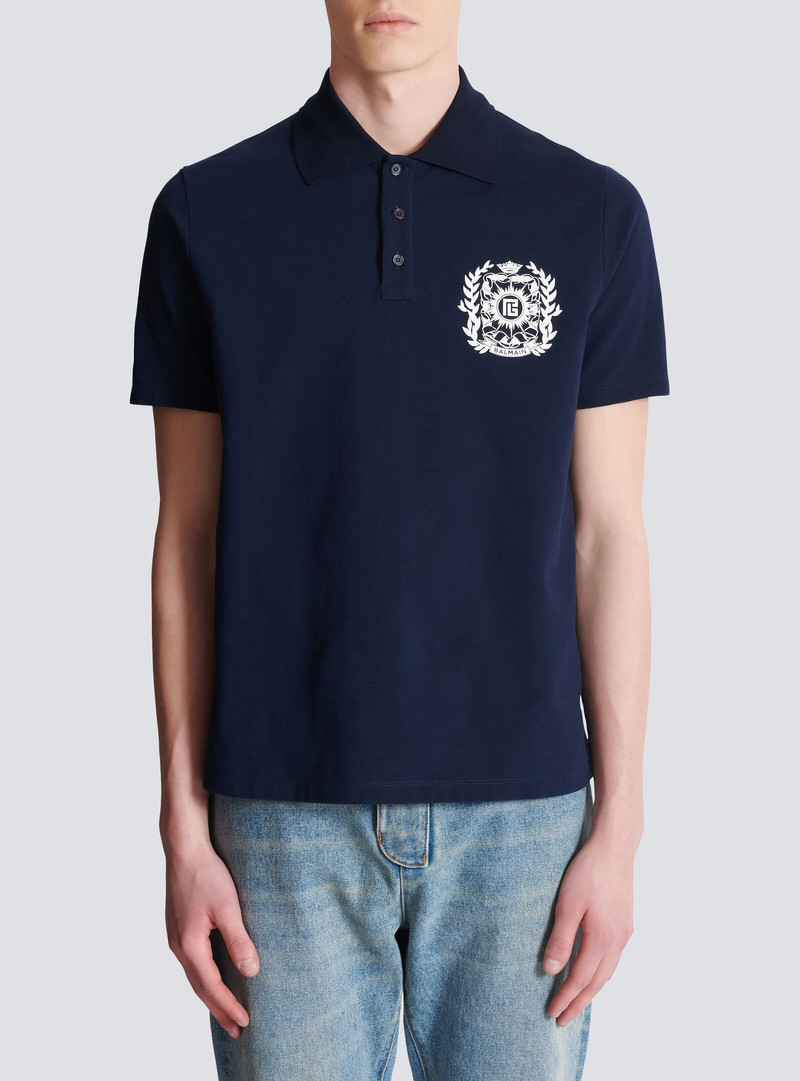 Cotton polo shirt with Écusson print 5