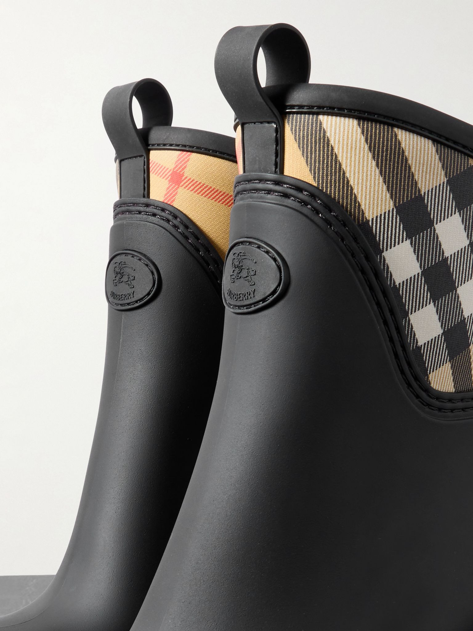 Marsh Stamp checked nylon-trimmed rubber ankle boots Black - 4
