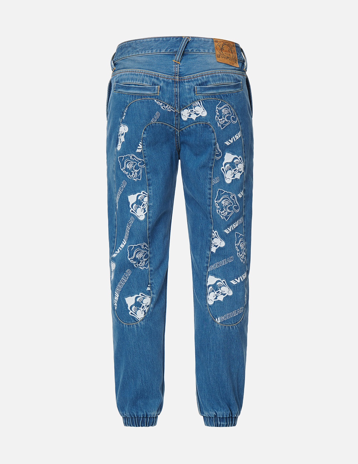GODHEAD AND LOGO EMBROIDERY DAICOCK INSERT DENIM JOGGER PANTS - 2