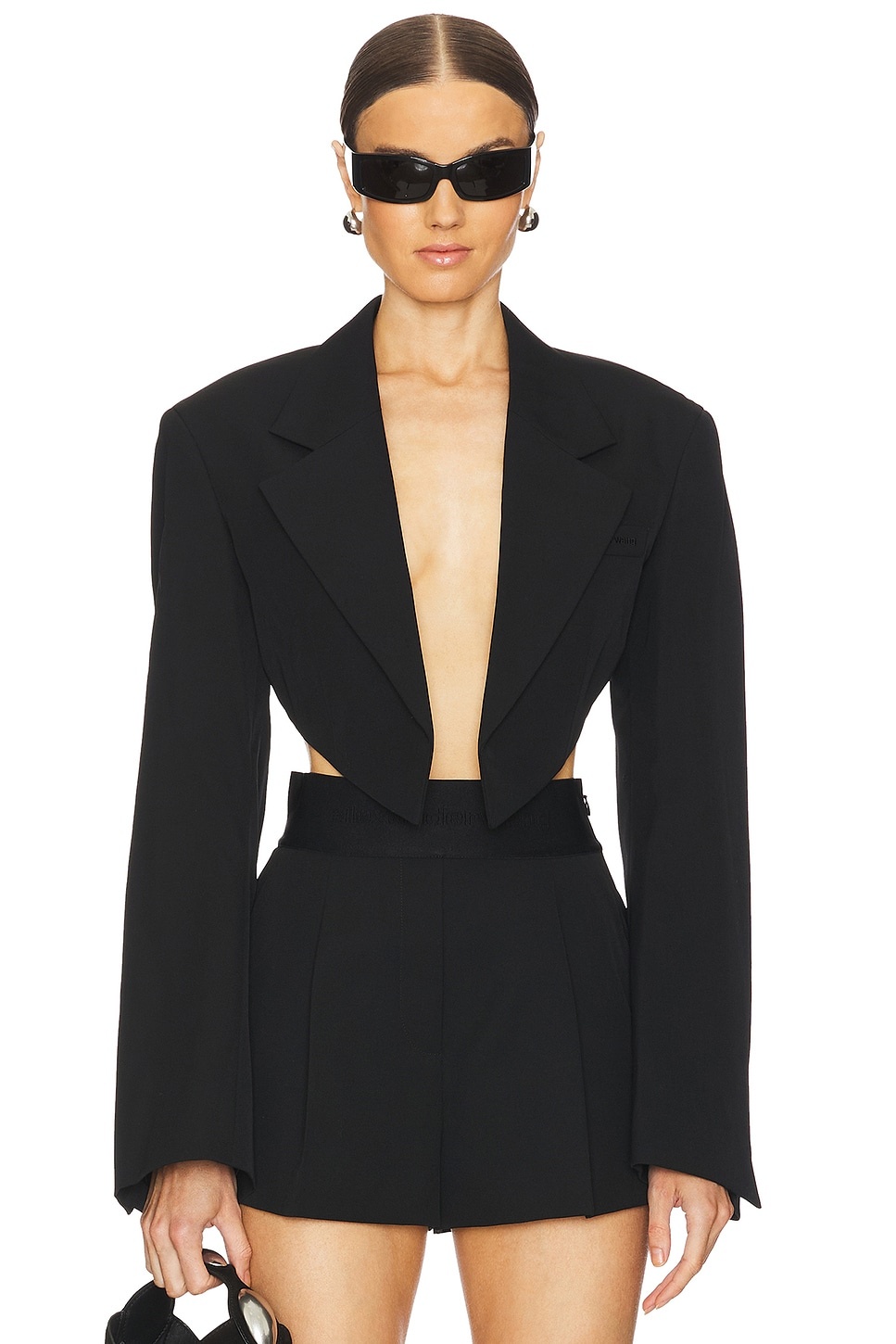 Cropped Blazer With Pointed Hem - 1