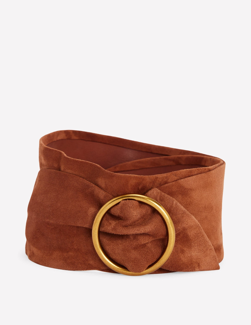 Wide Ring Waist Belt-Tan 1