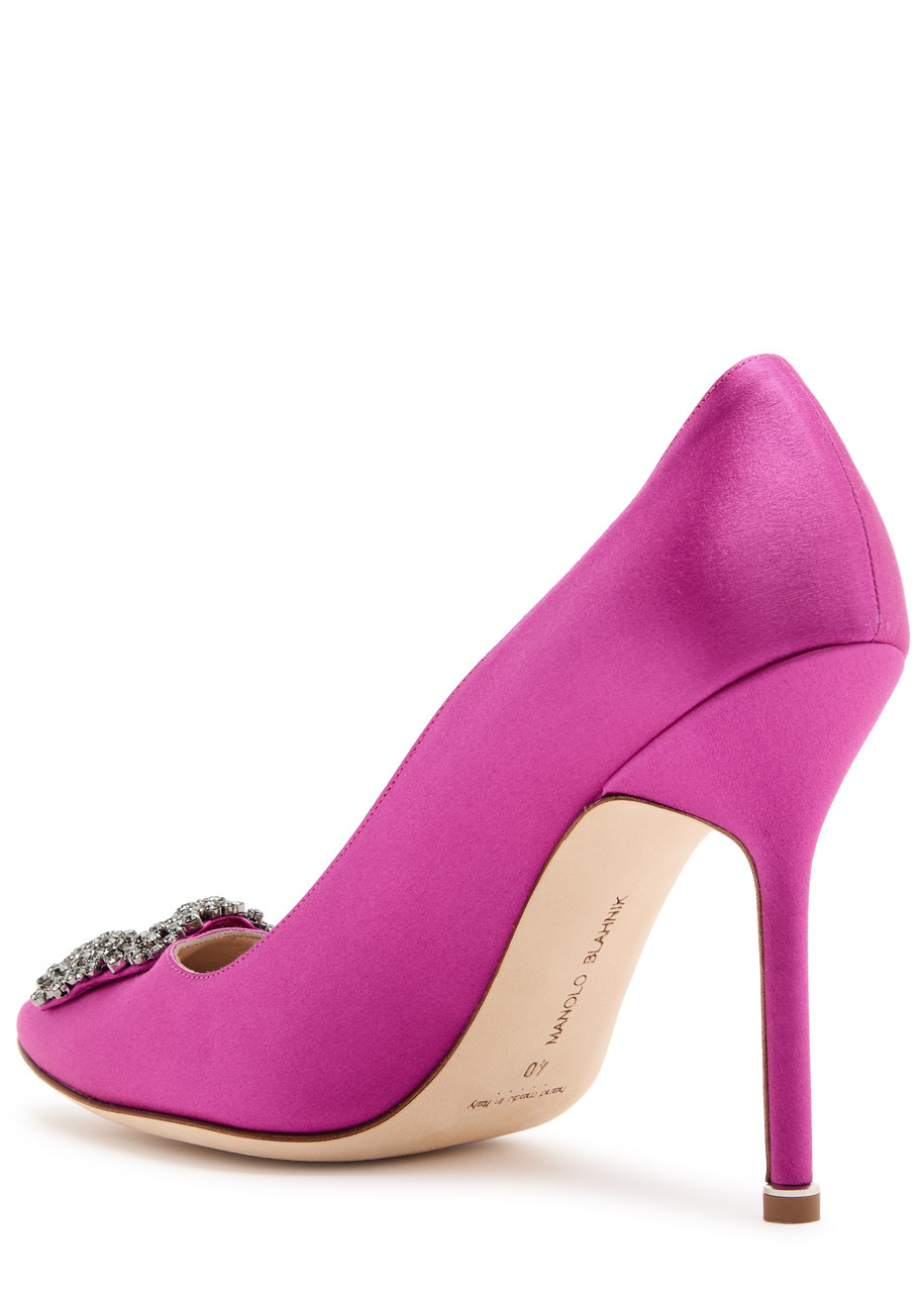 Hangisi 105 fuchsia silk satin pumps - 7