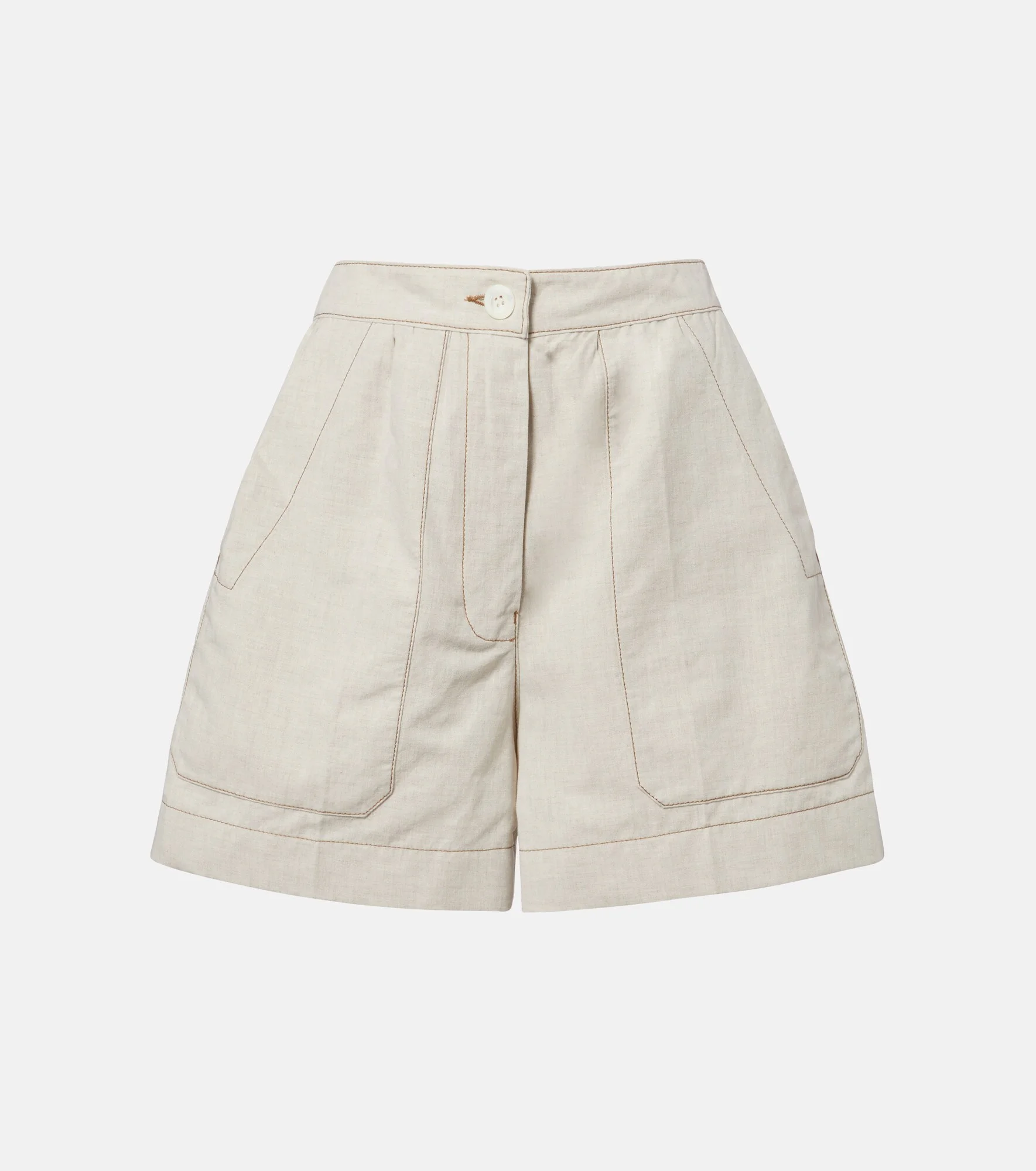 Cotton and linen chambray shorts - 1