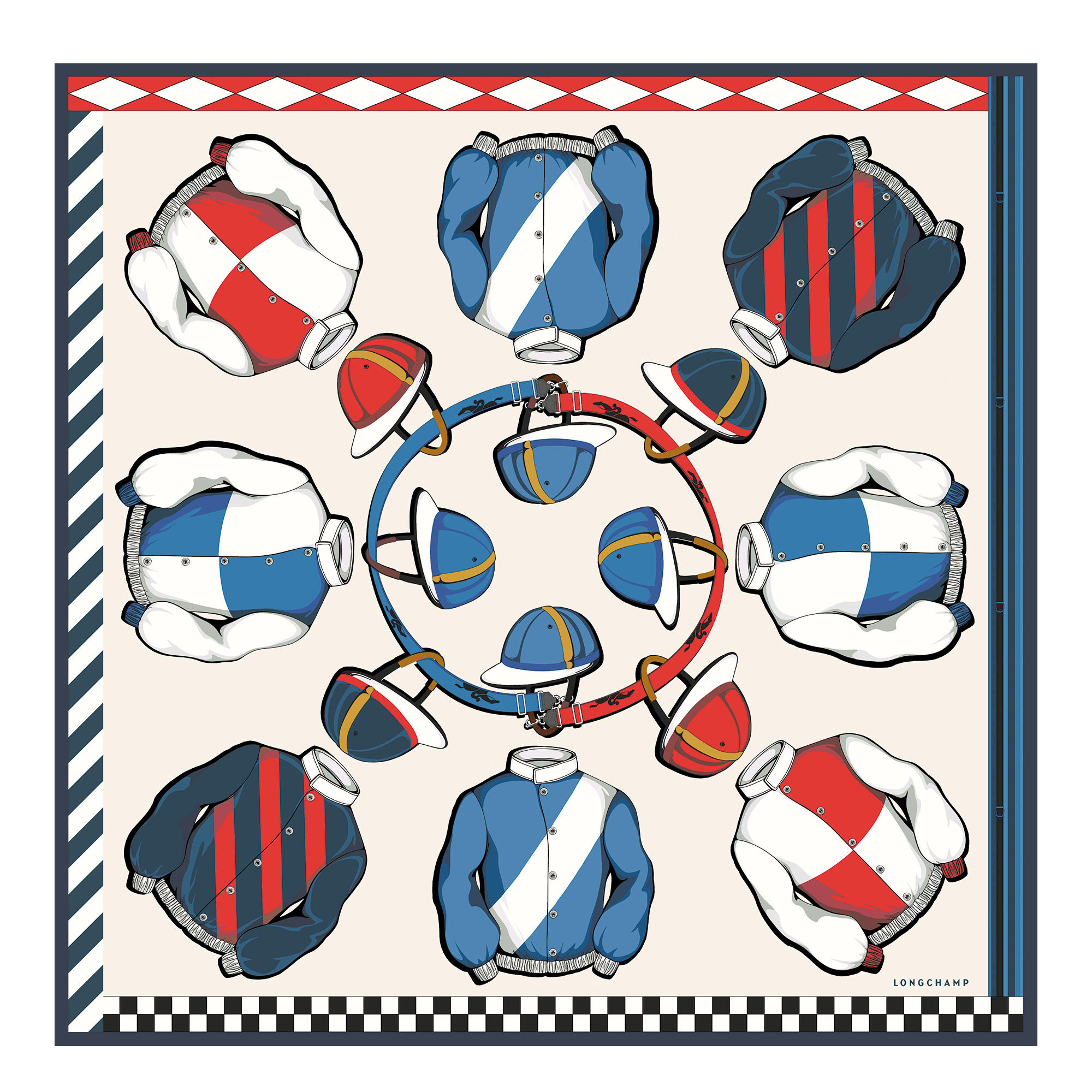 Casaques Longchamp Silk scarf 90 Ivory - OTHER - 1