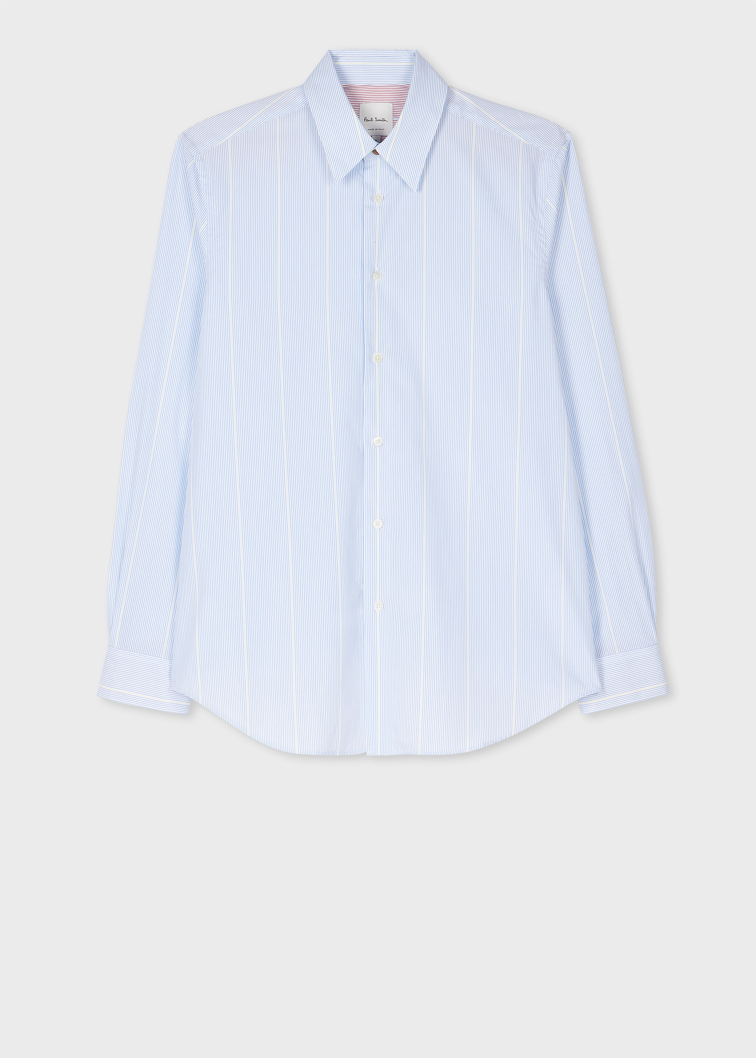 Light Blue Cotton Poplin Stripe Shirt - 1