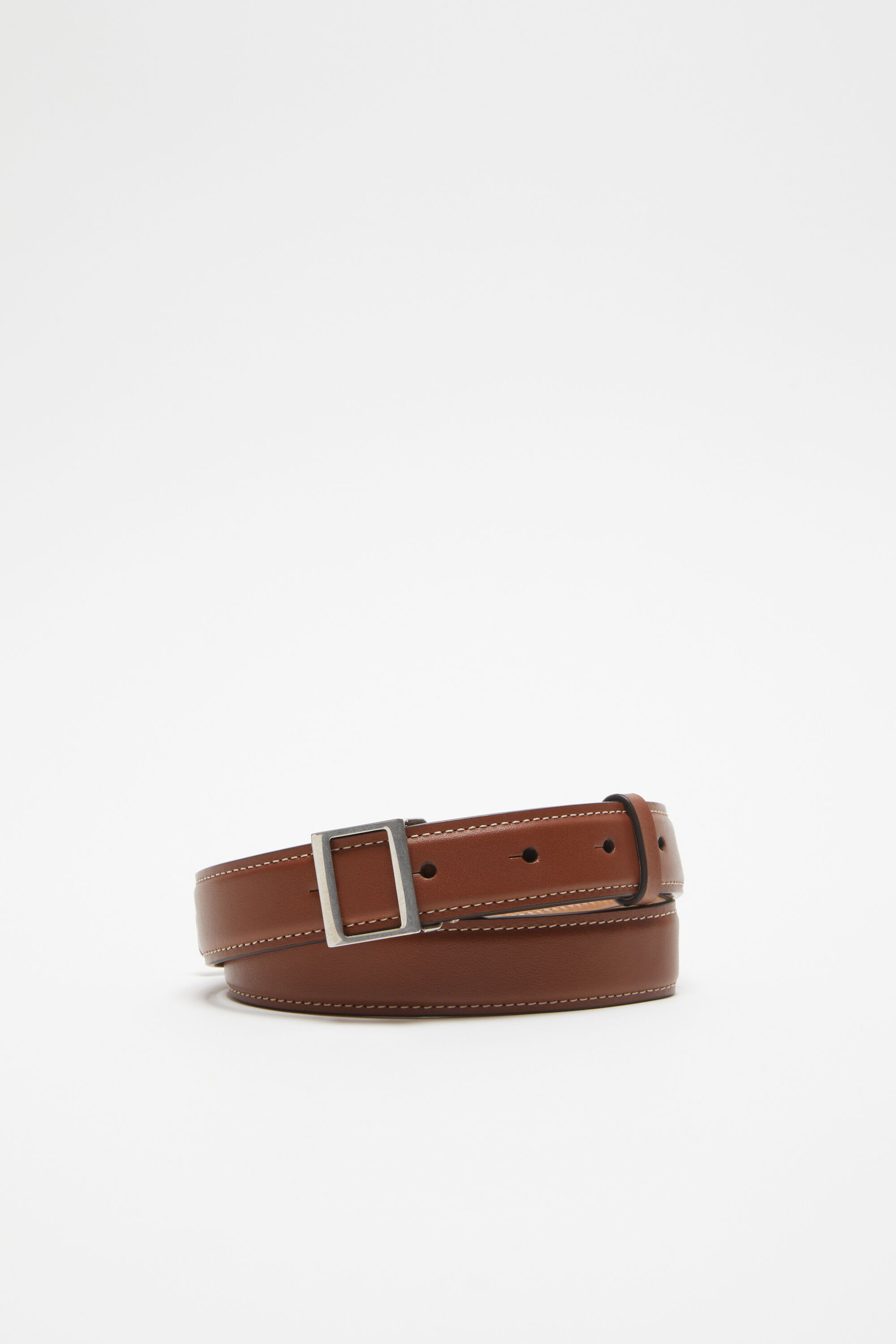 Leather buckle belt - Brown - 1