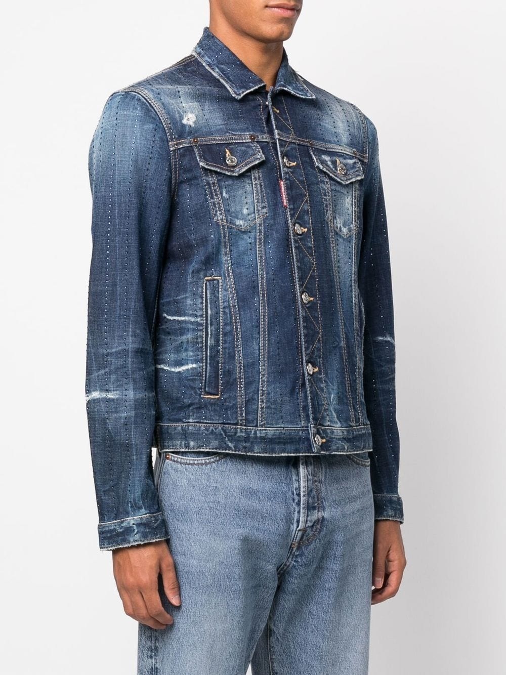 distressed denim jacket - 3