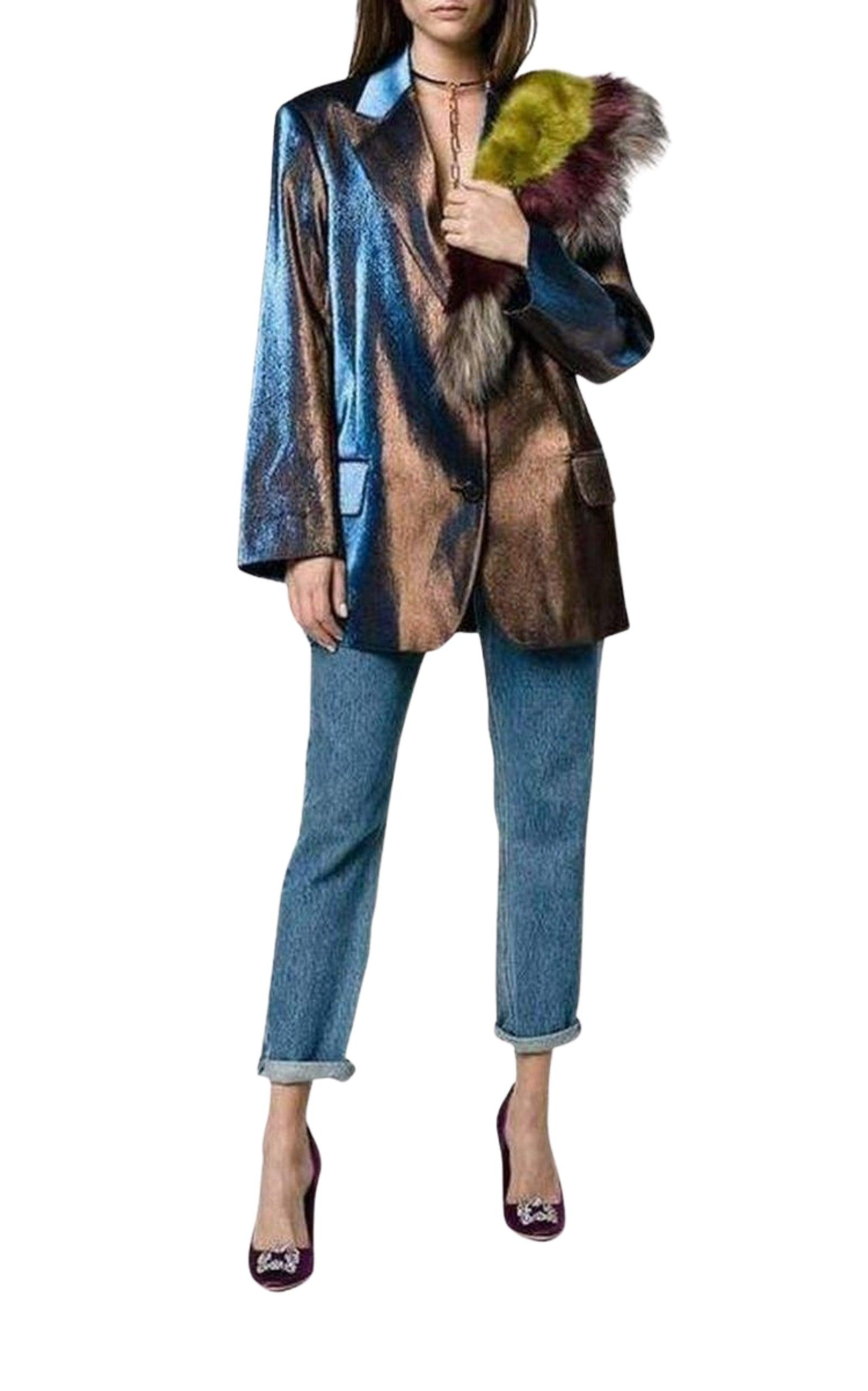 Two-Tone Lamé Blazer - 2