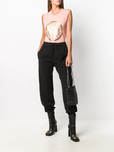 Balmain logo-print sleeveless top outlook