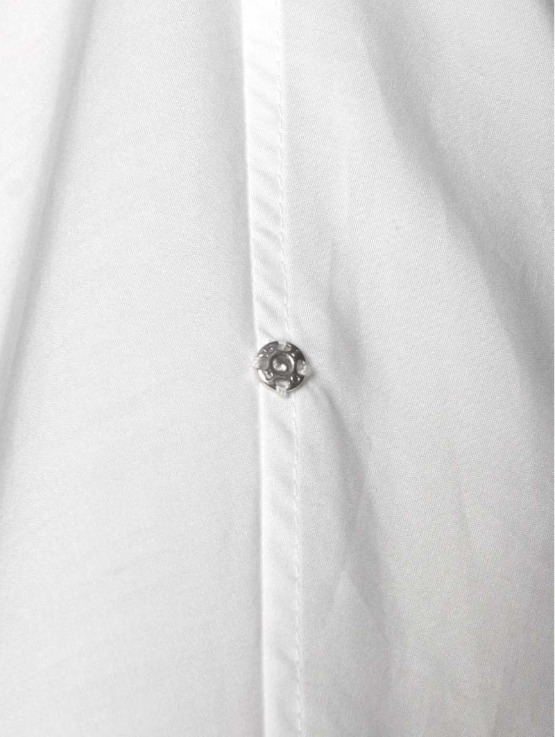 White Cut Out Button-Down Apron Shirt in White 3